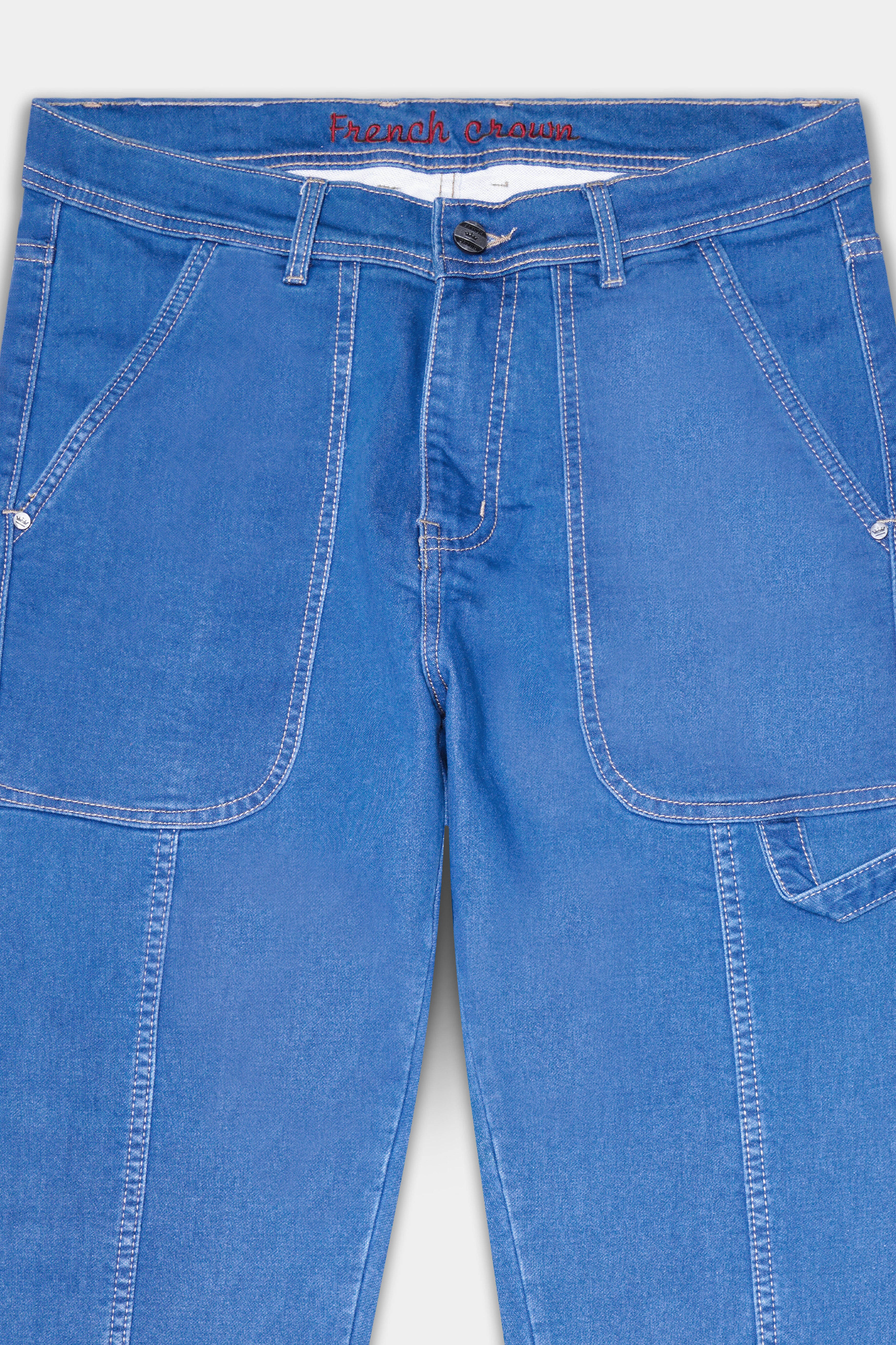 Tufts Blue Whiskering Washed Stretchable Denim