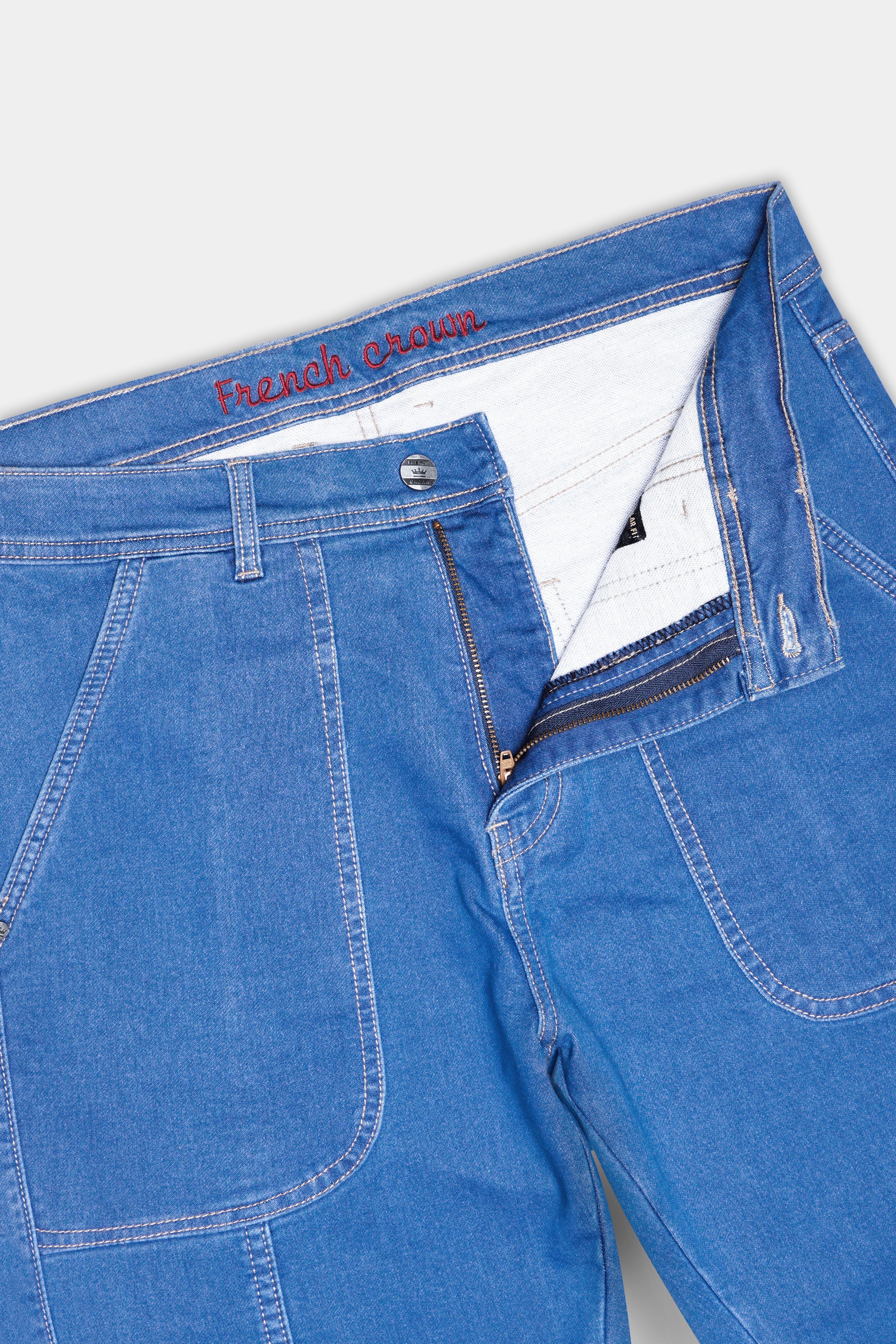 Tufts Blue Whiskering Washed Stretchable Denim