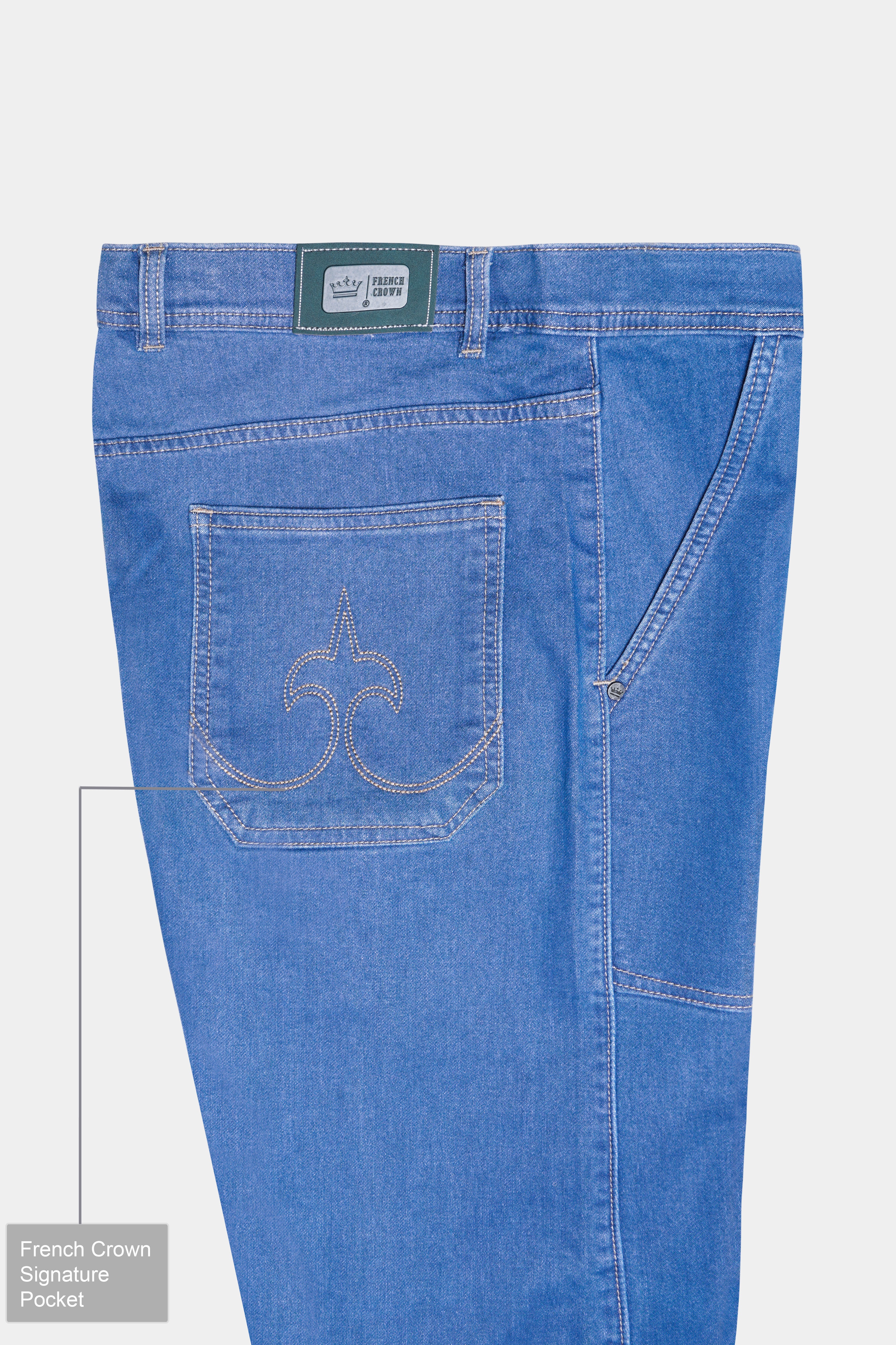 Tufts Blue Whiskering Washed Stretchable Denim