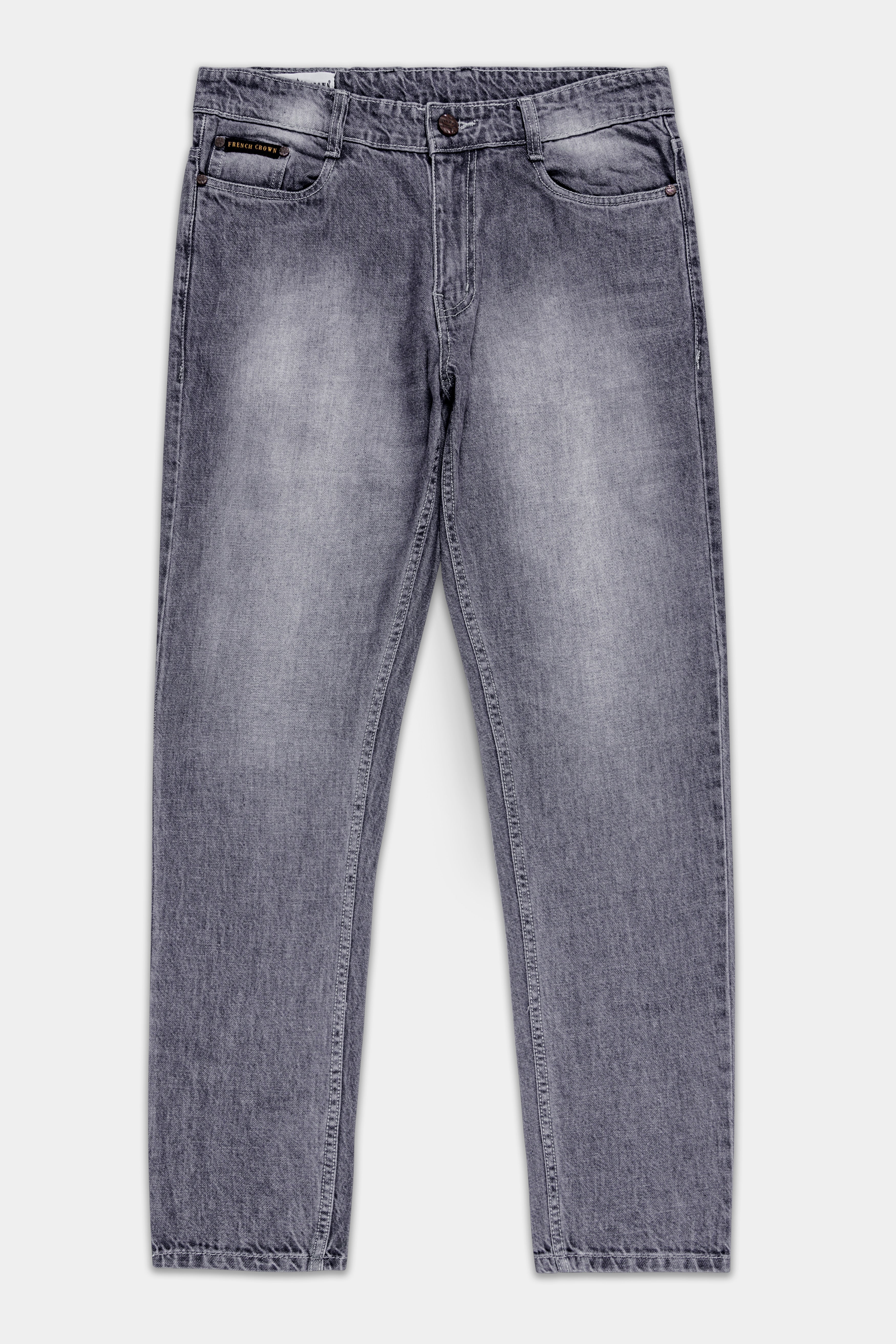 DUSTY GRAY SLIM FIT MID-RISE CLEAN LOOK STRETCHABLE DENIM