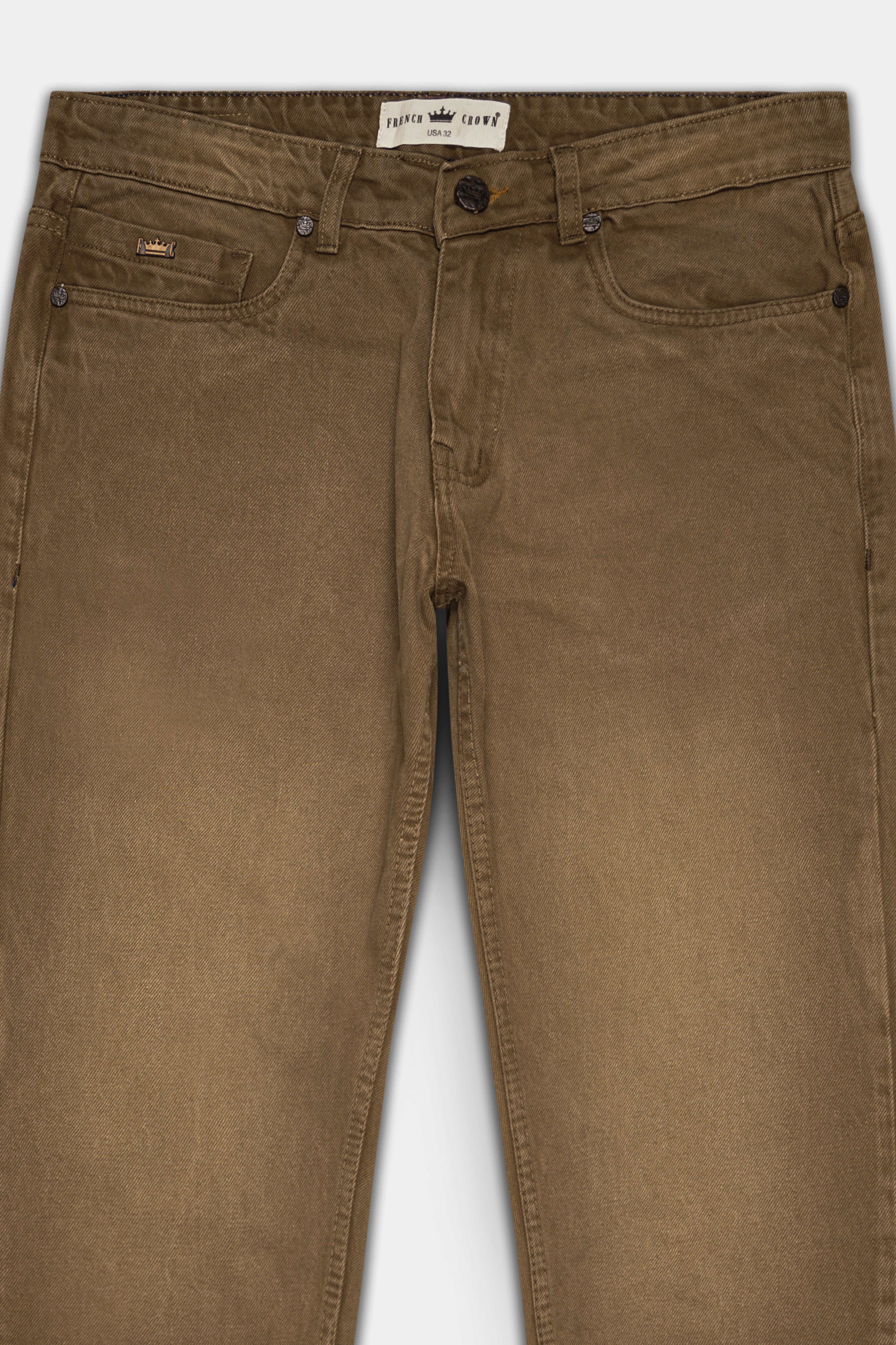 Dark Taupe Brown Rinse Denim
