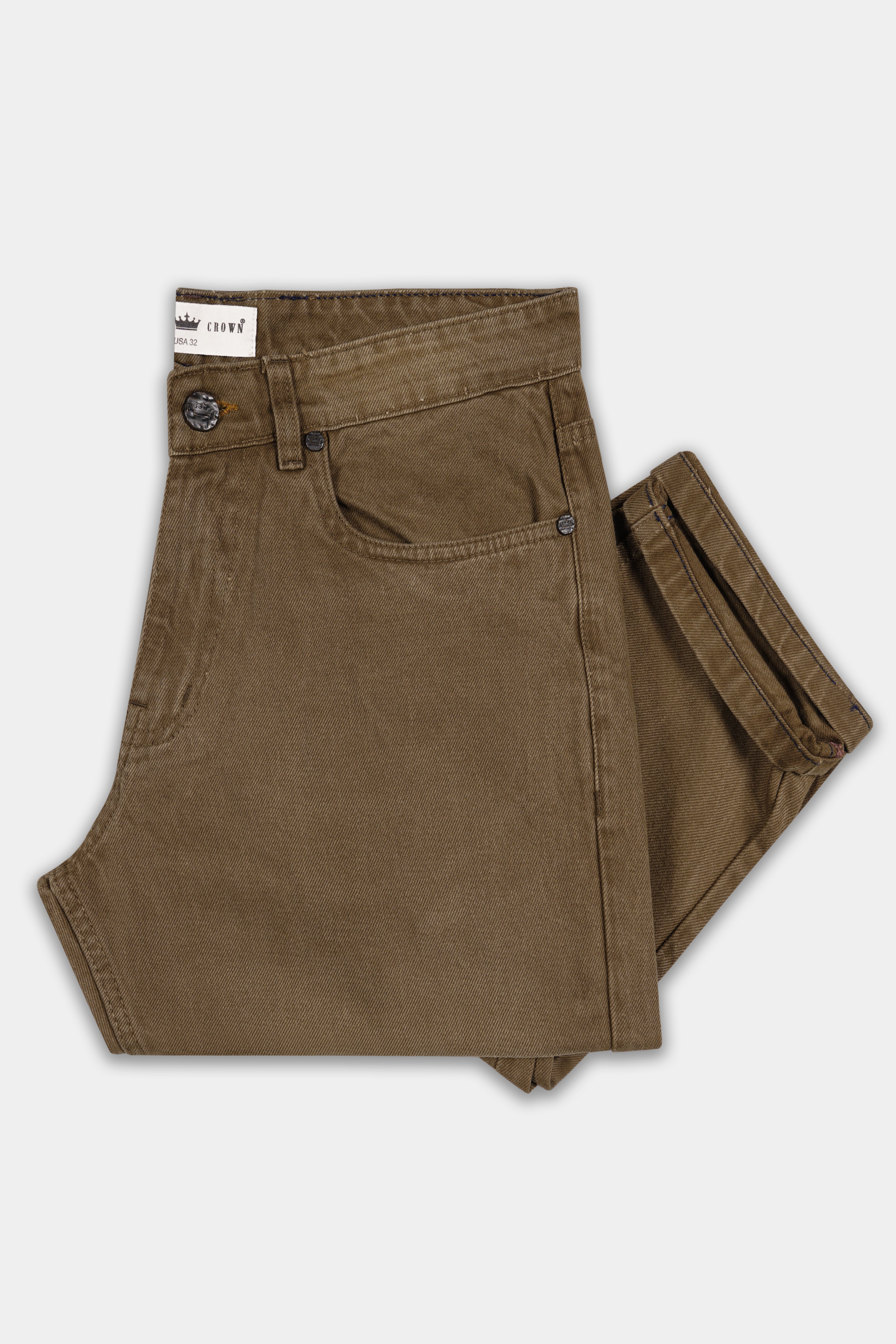 Dark Taupe Brown Rinse Denim