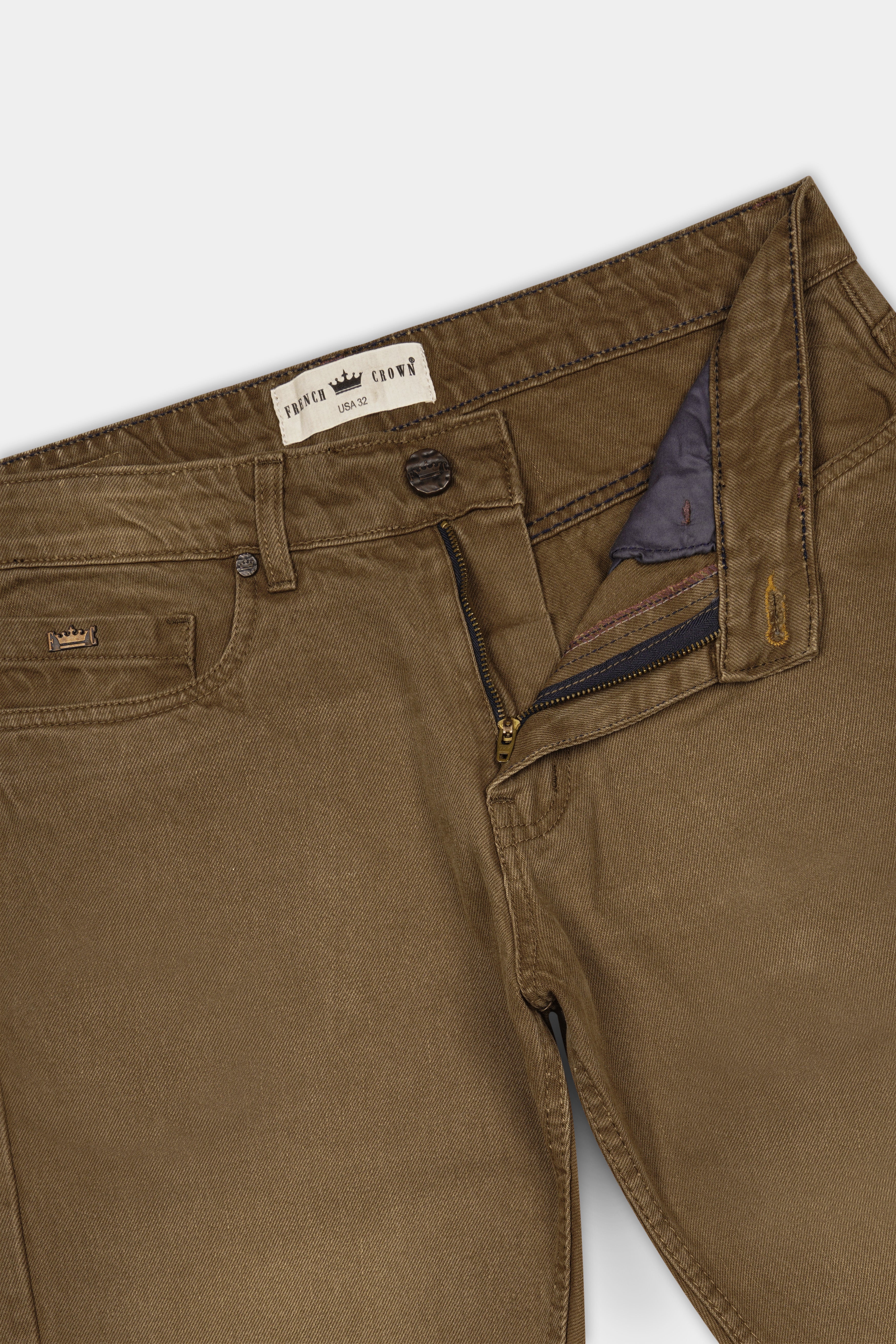 Dark Taupe Brown Rinse Denim