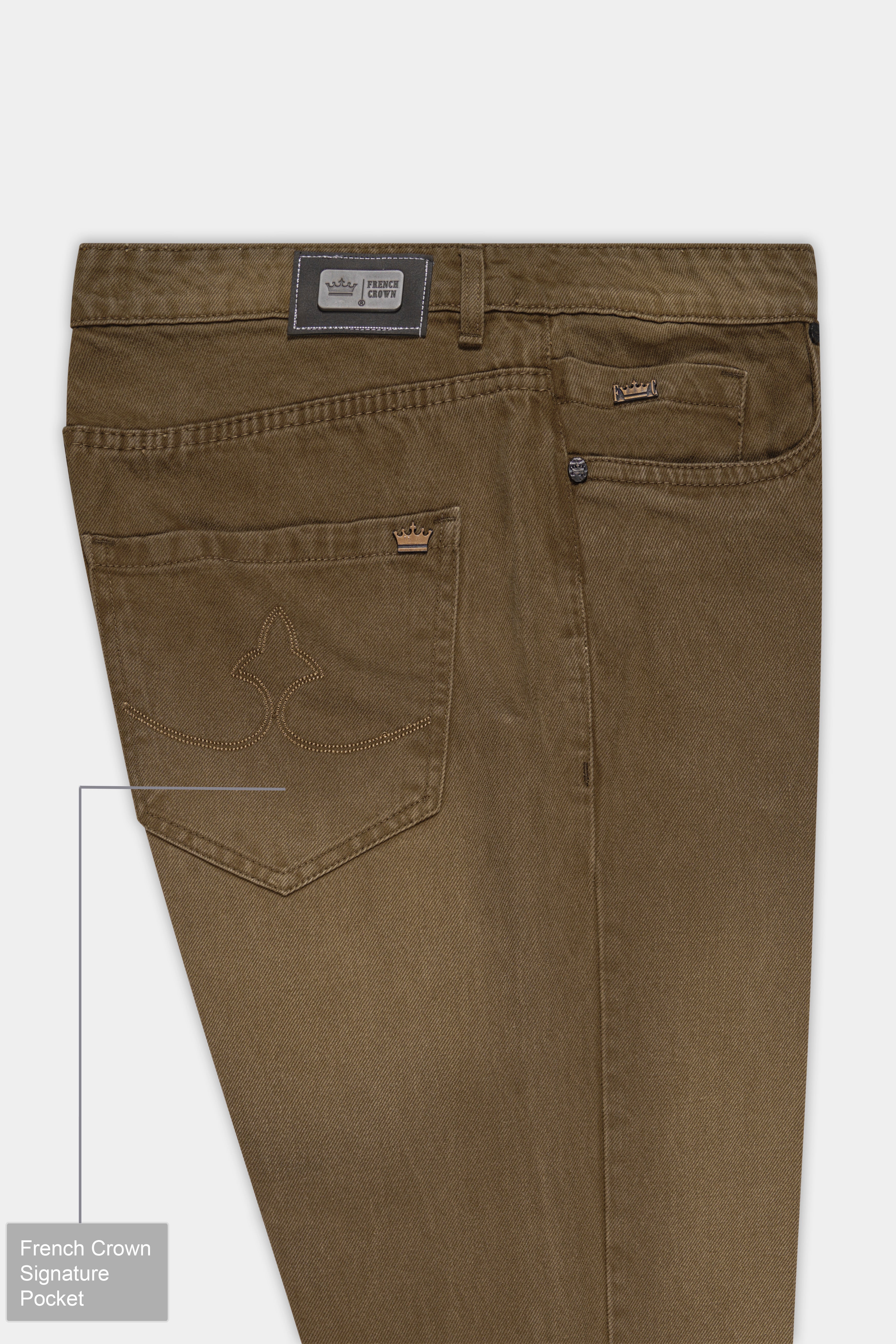 Dark Taupe Brown Rinse Denim