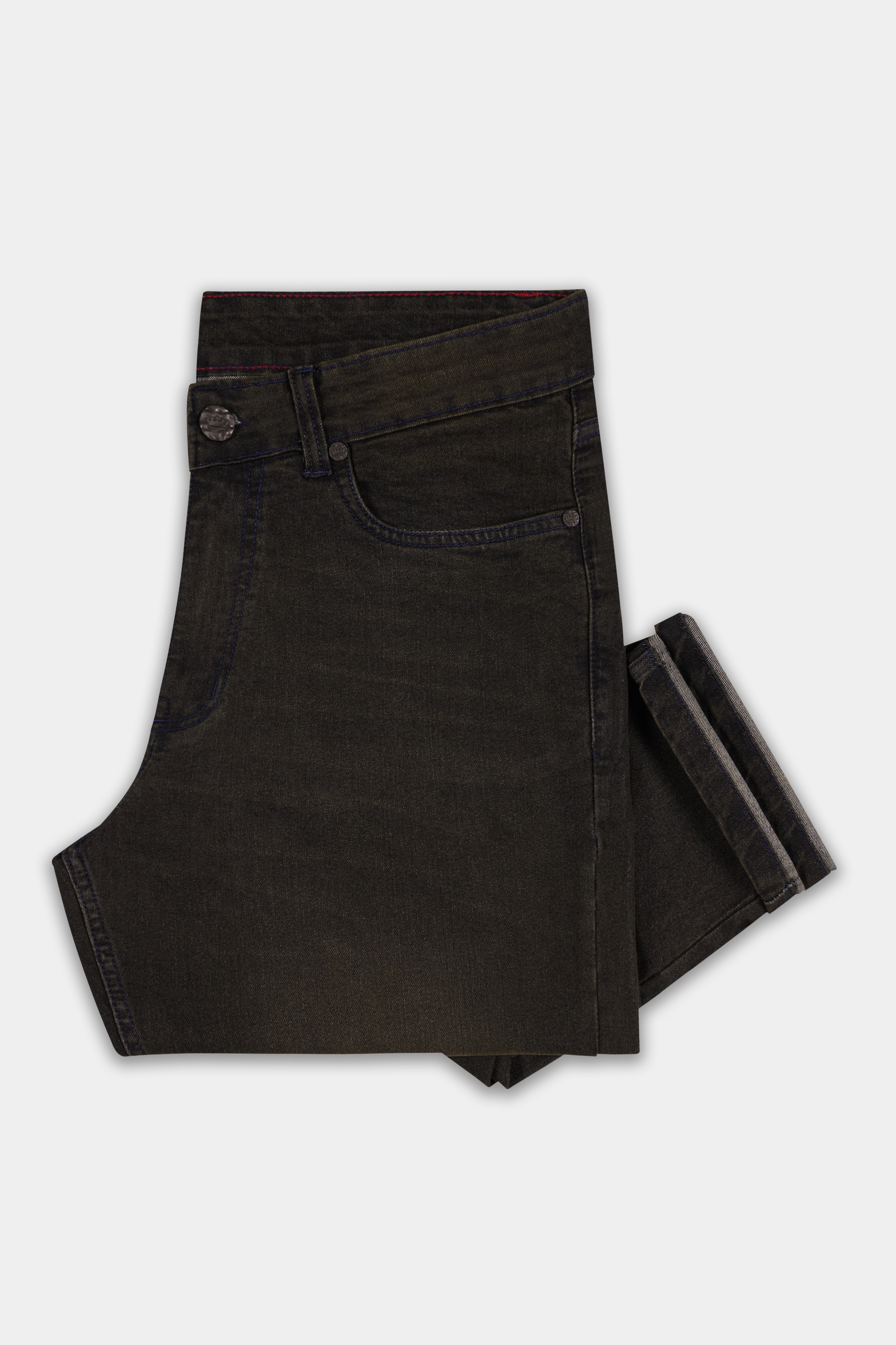 Bistro Brown Hand Sanding Stretchable Denim