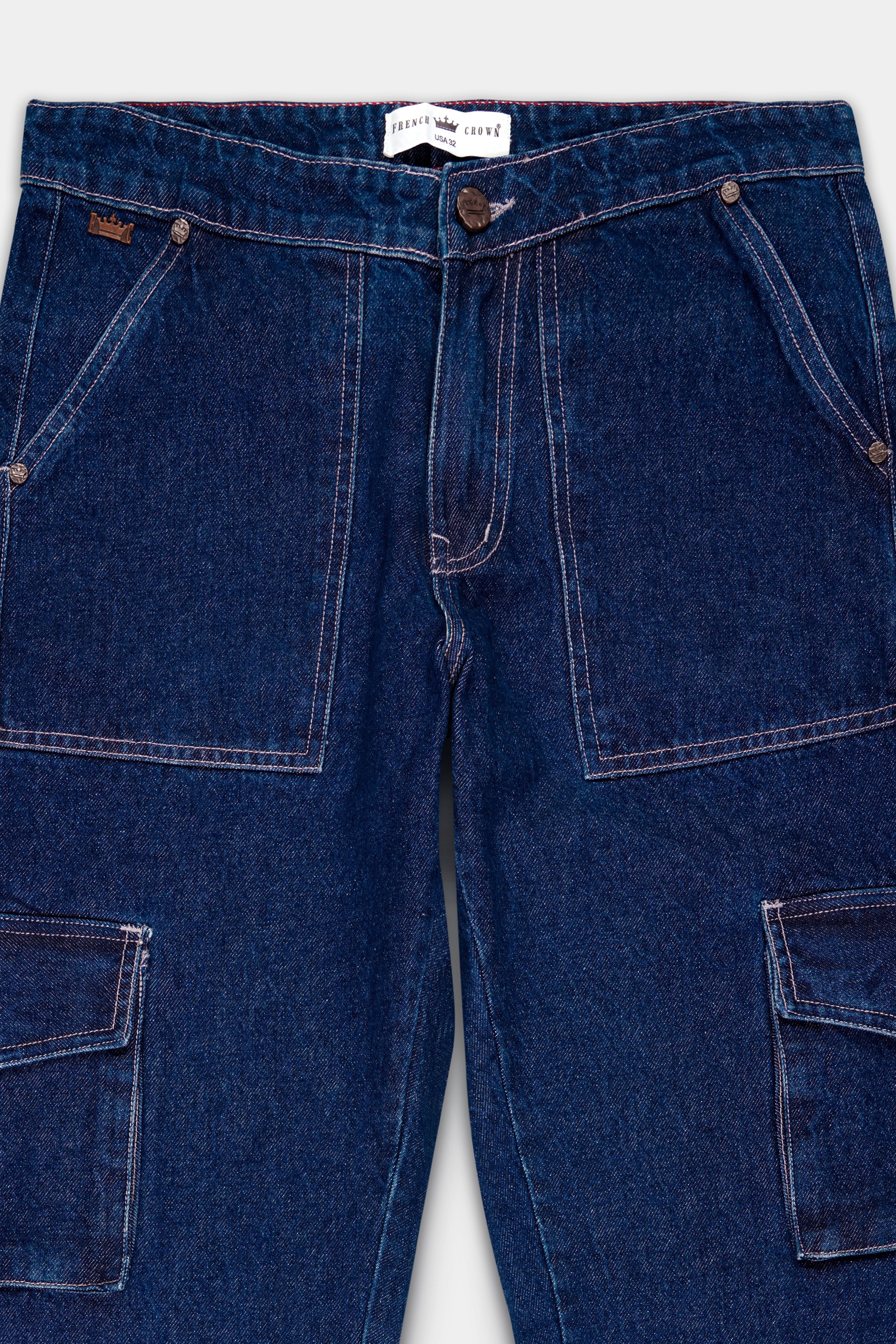 Ebony Blue Rinse Wash Stretchable Cargo Denim