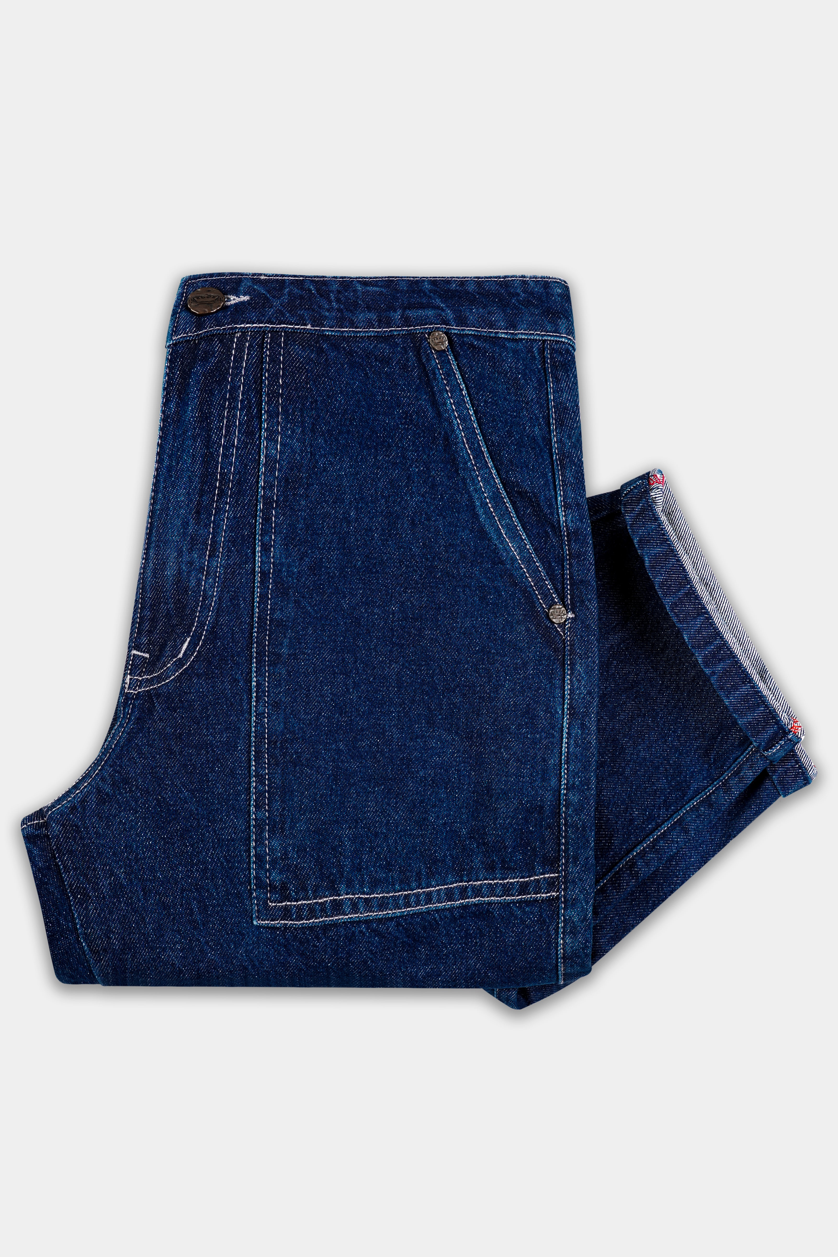 Ebony Blue Rinse Wash Stretchable Cargo Denim