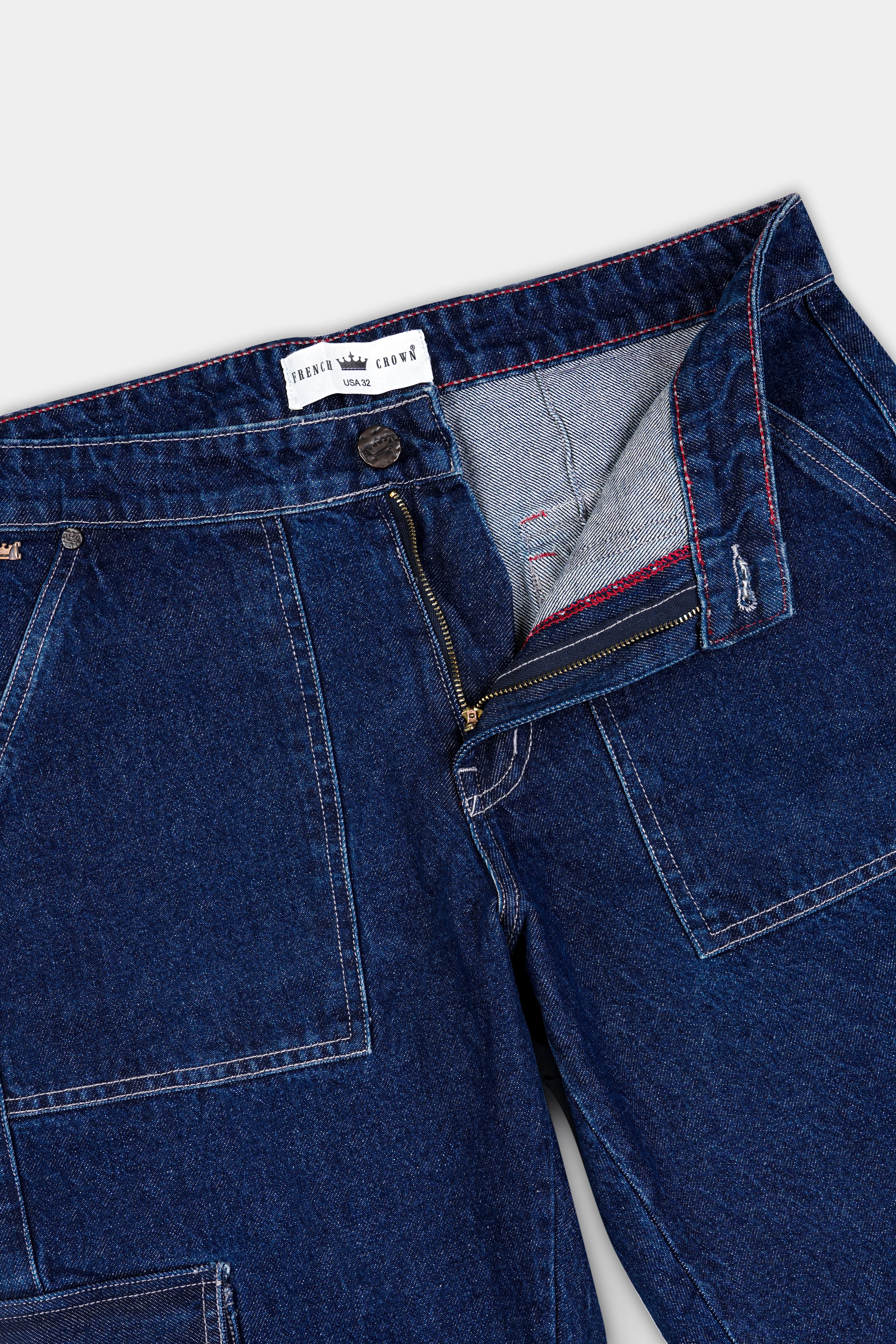 Ebony Blue Rinse Wash Stretchable Cargo Denim