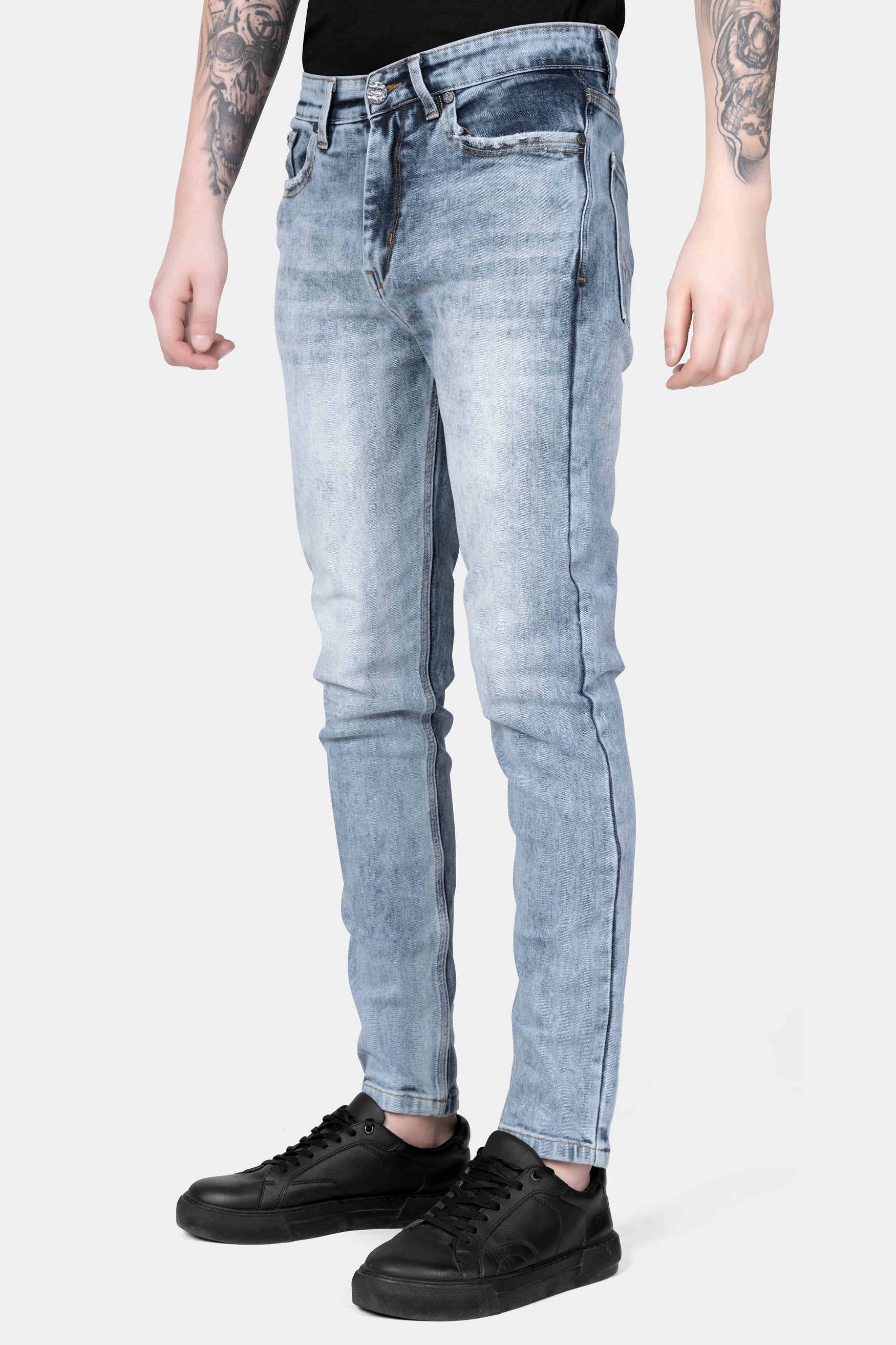 Heather Blue Stone Wash Stretchable Denim