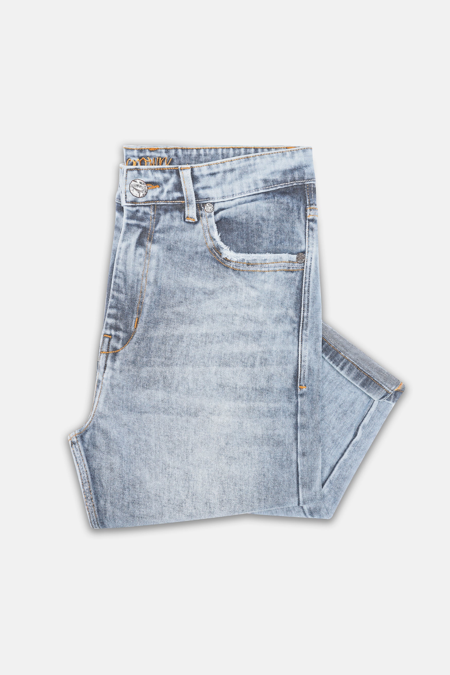 Heather Blue Stone Wash Stretchable Denim