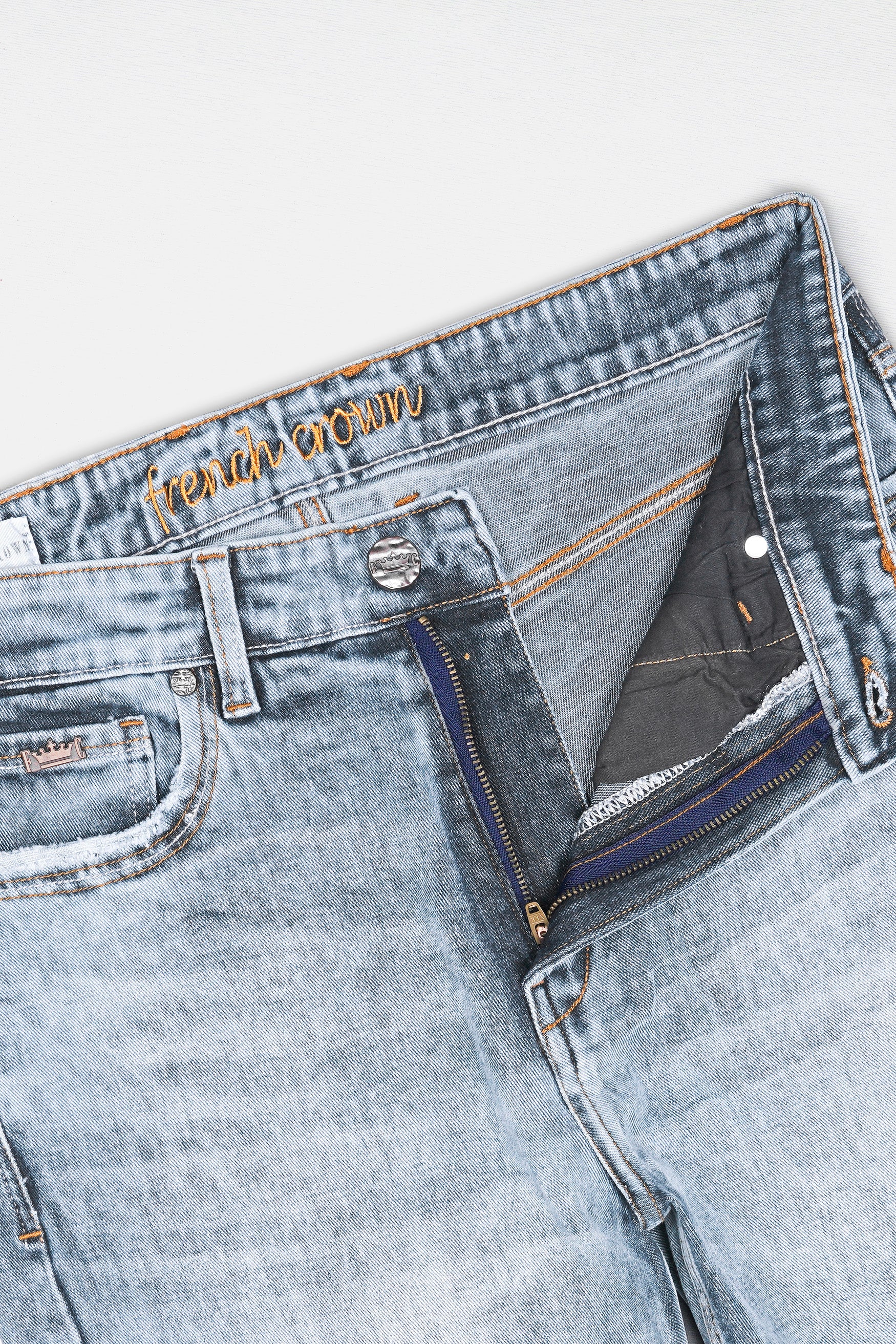 Heather Blue Stone Wash Stretchable Denim