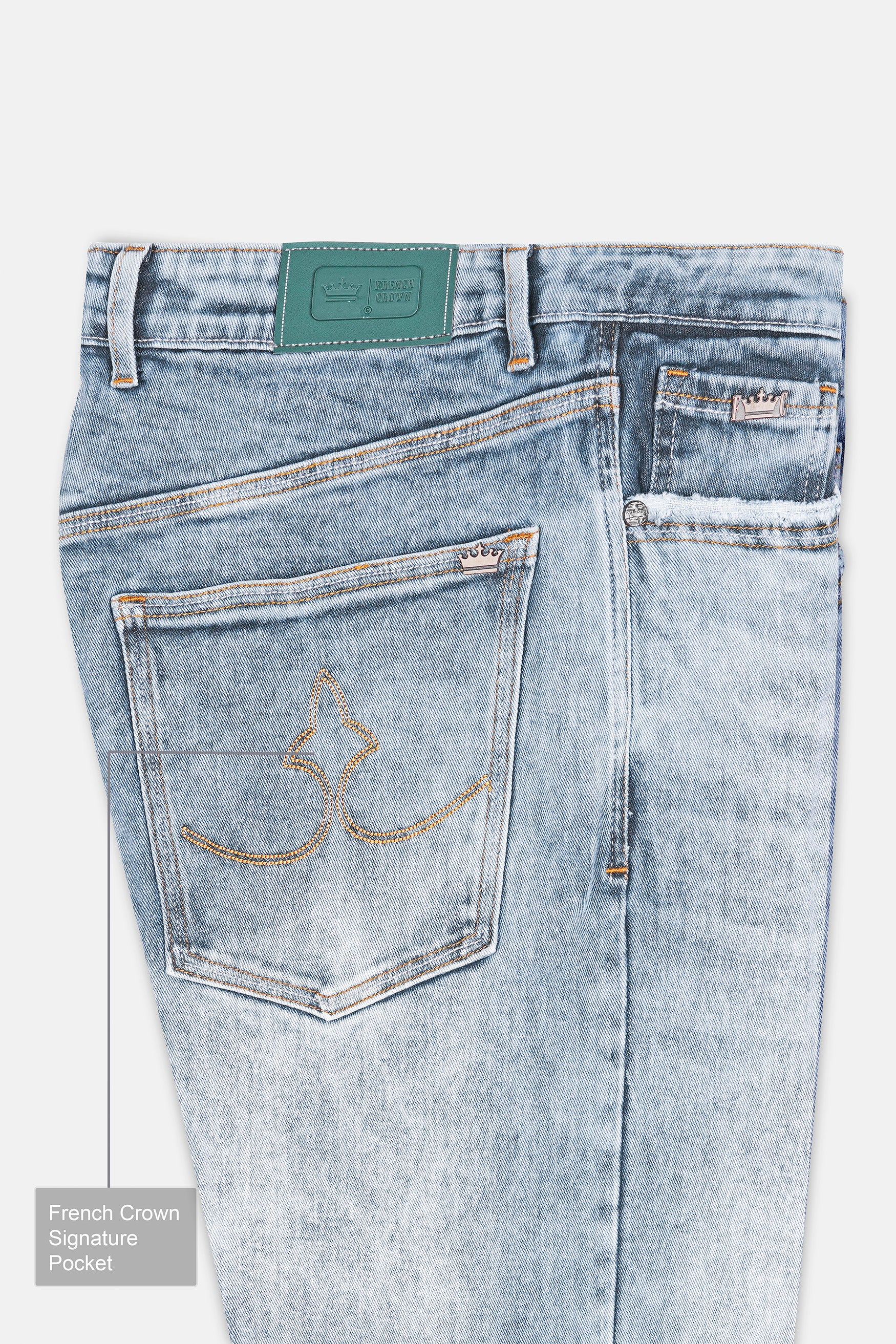 Heather Blue Stone Wash Stretchable Denim