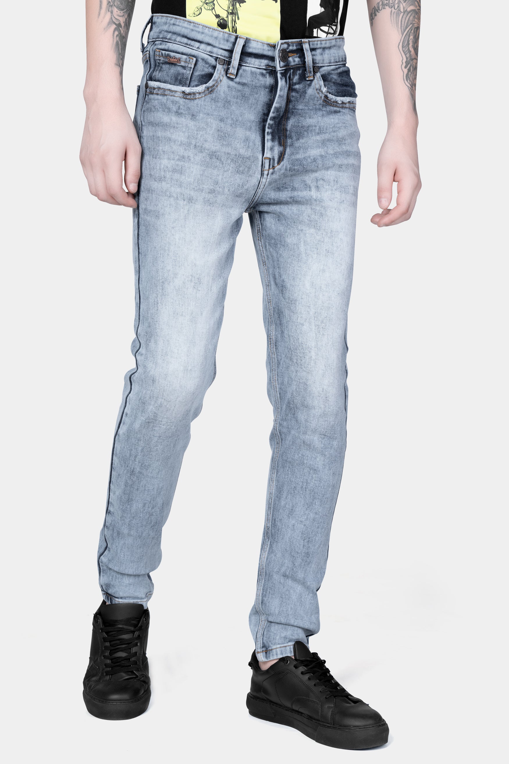 Heather Blue Stone Wash Stretchable Denim