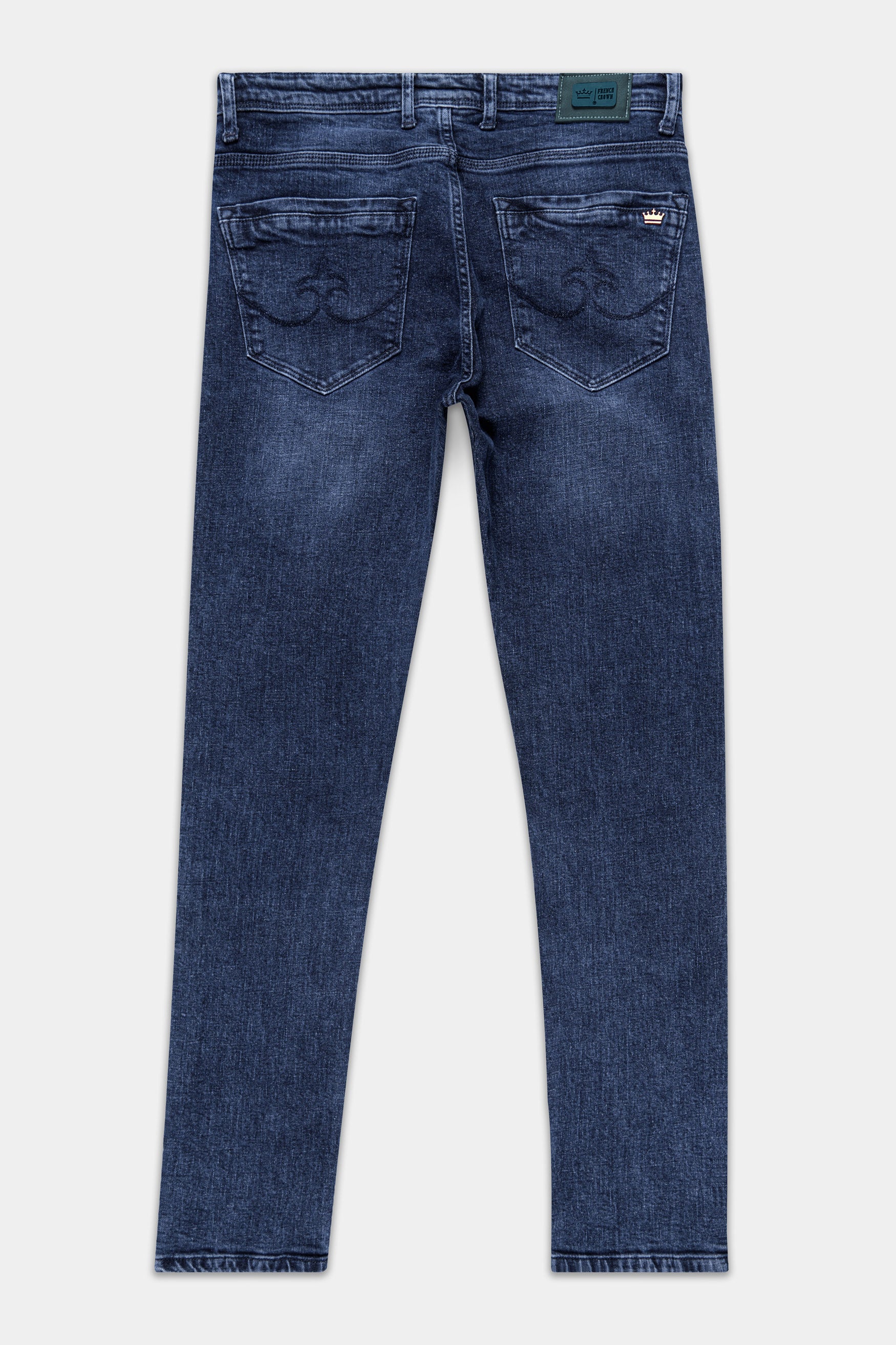 Tealish Blue Stone Wash Stretchable Denim