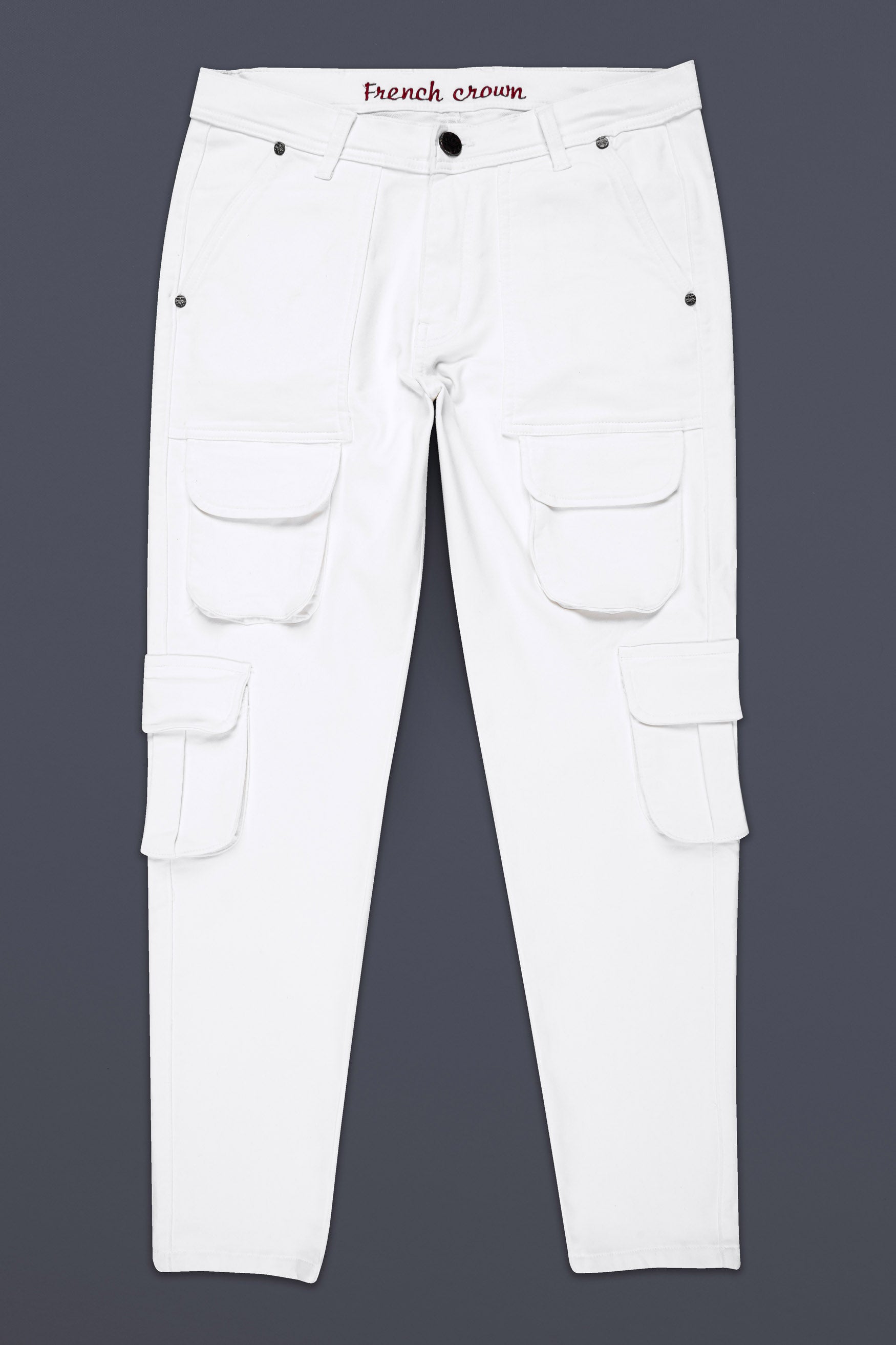 Bright White Rinse Wash Stretchable Cargo Denim