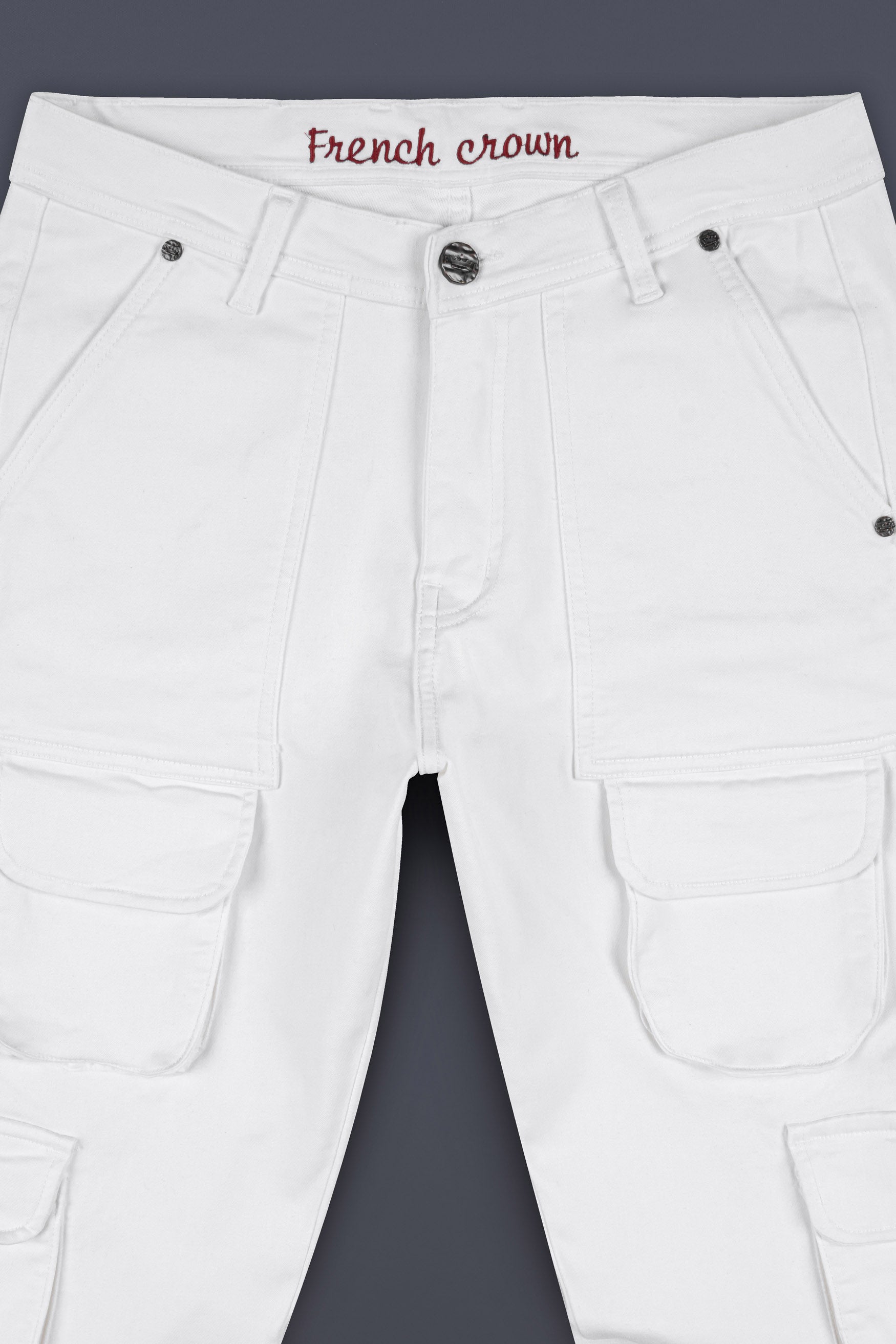 Bright White Rinse Wash Stretchable Cargo Denim