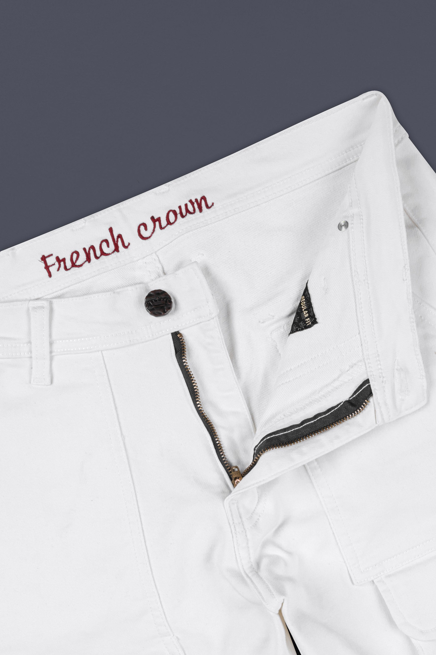 Bright White Rinse Wash Stretchable Cargo Denim