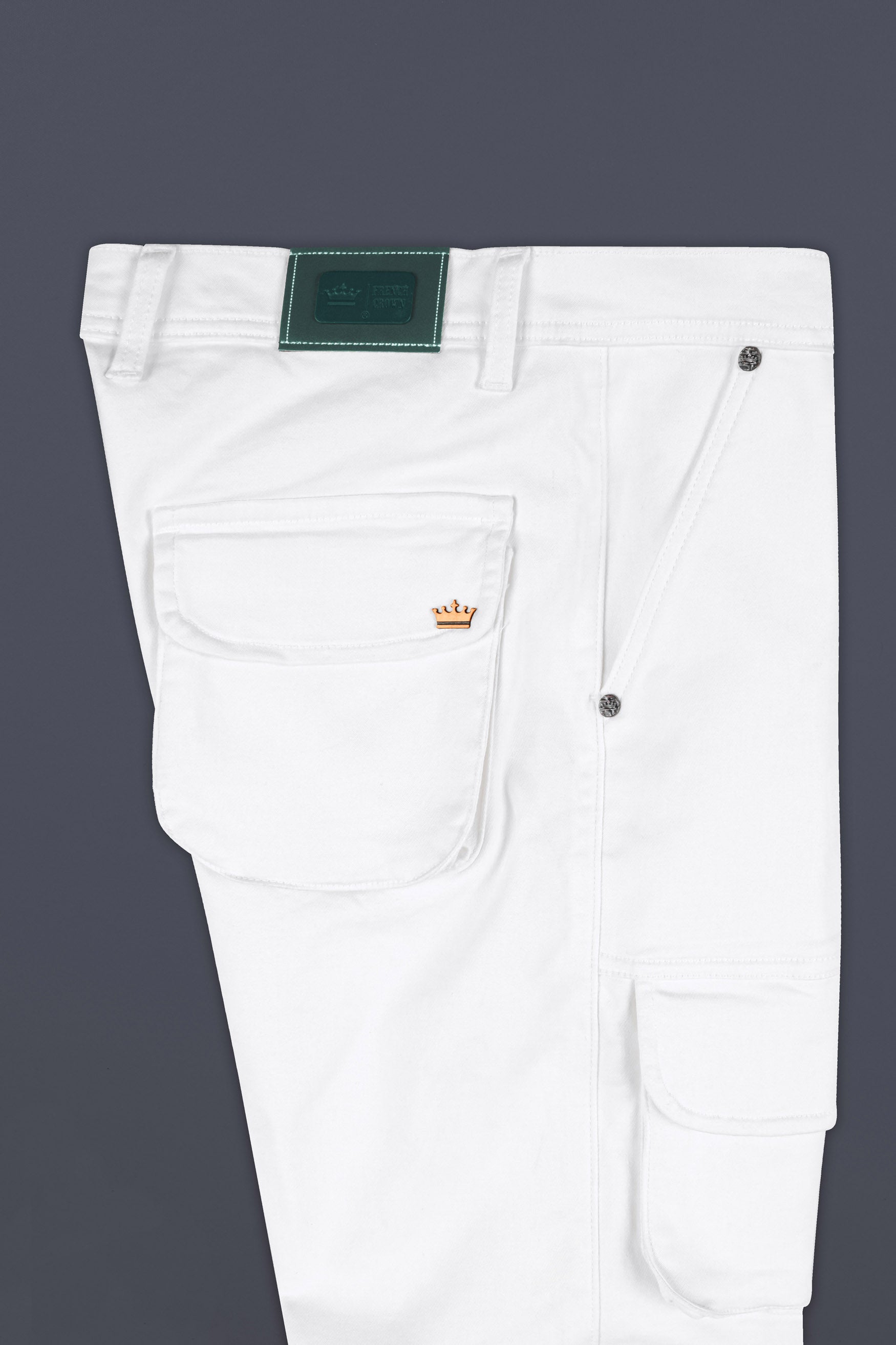 Bright White Rinse Wash Stretchable Cargo Denim