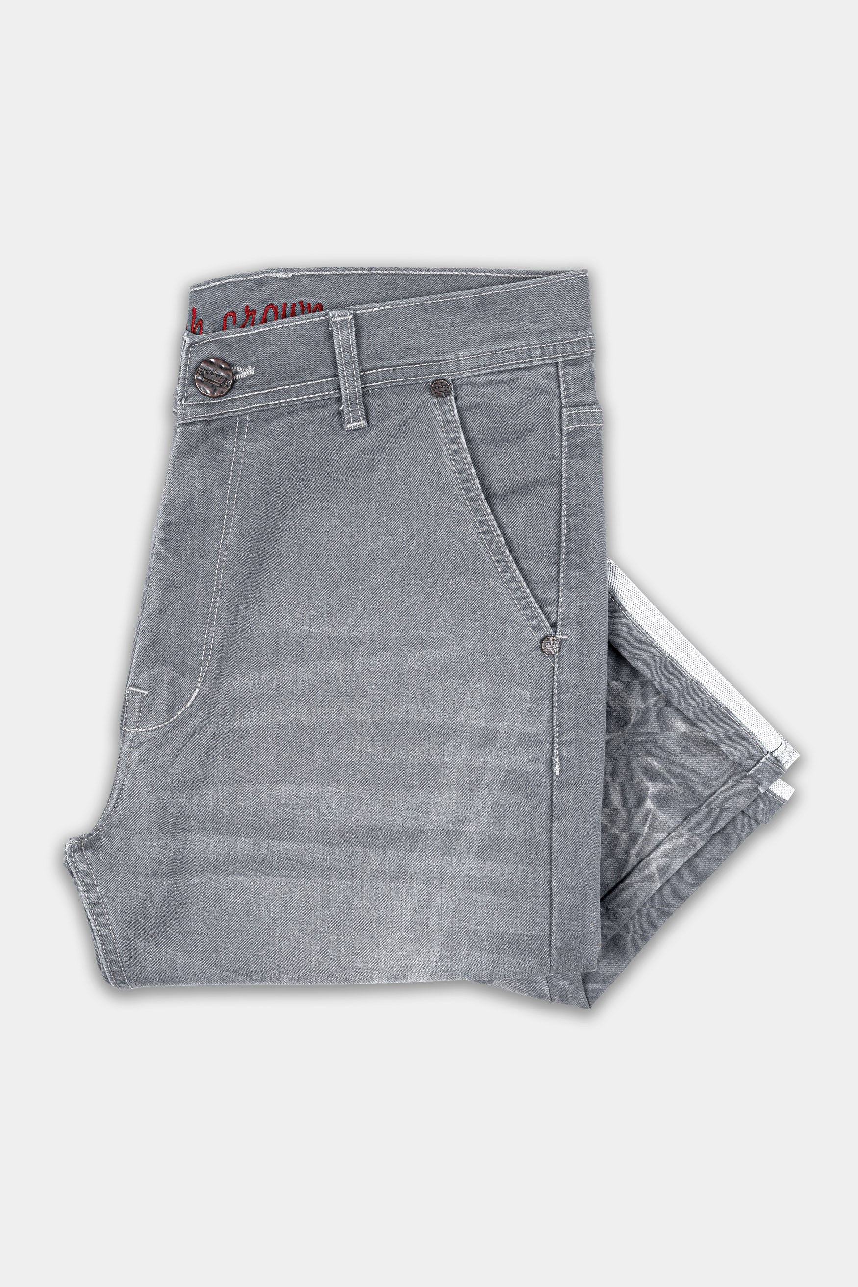 Granite Gray Whiskering Wash Stretchable Denim