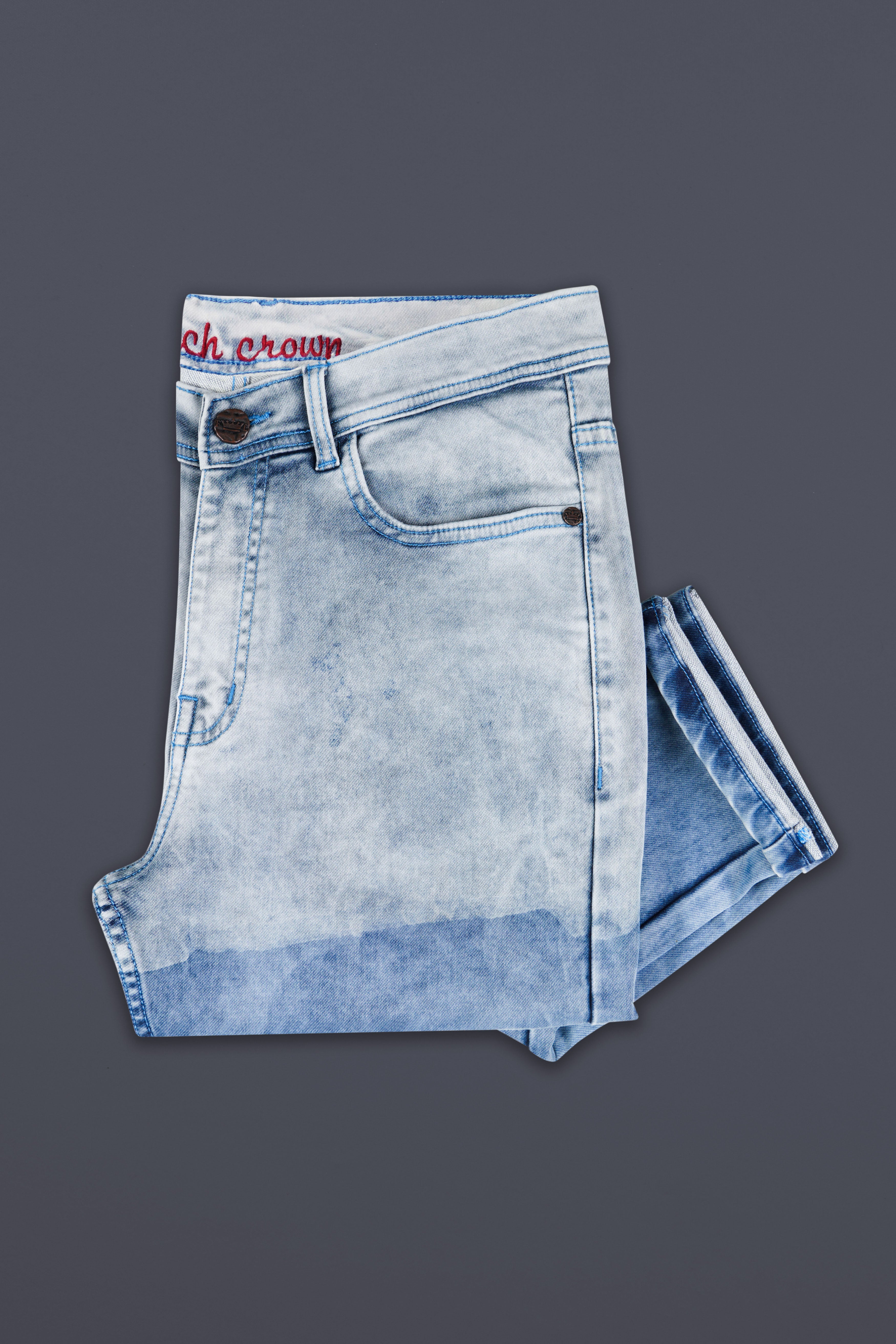 Iron Blue and Half Pastel Blue Whiskering Wash Denim