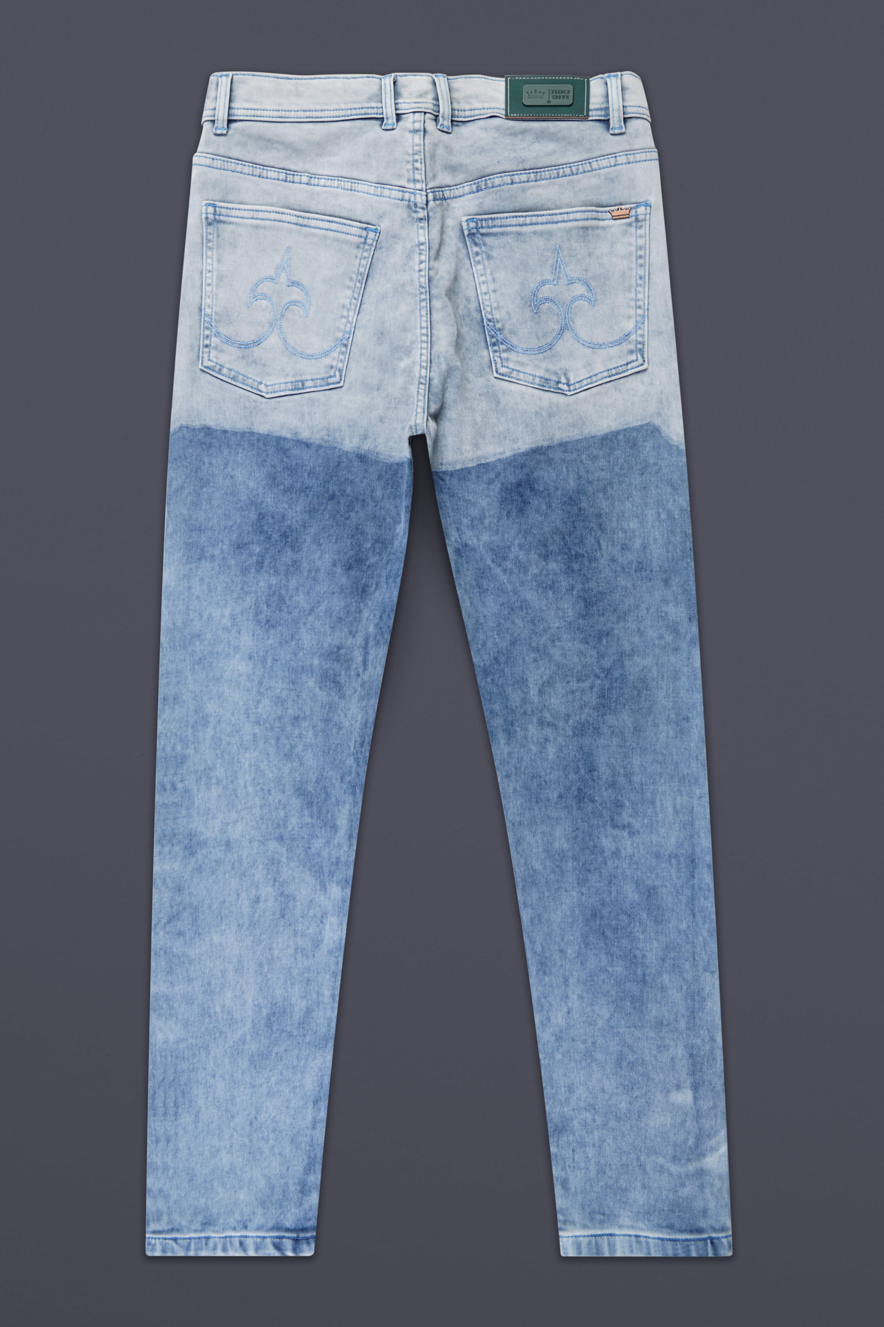 Iron Blue and Half Pastel Blue Whiskering Wash Denim