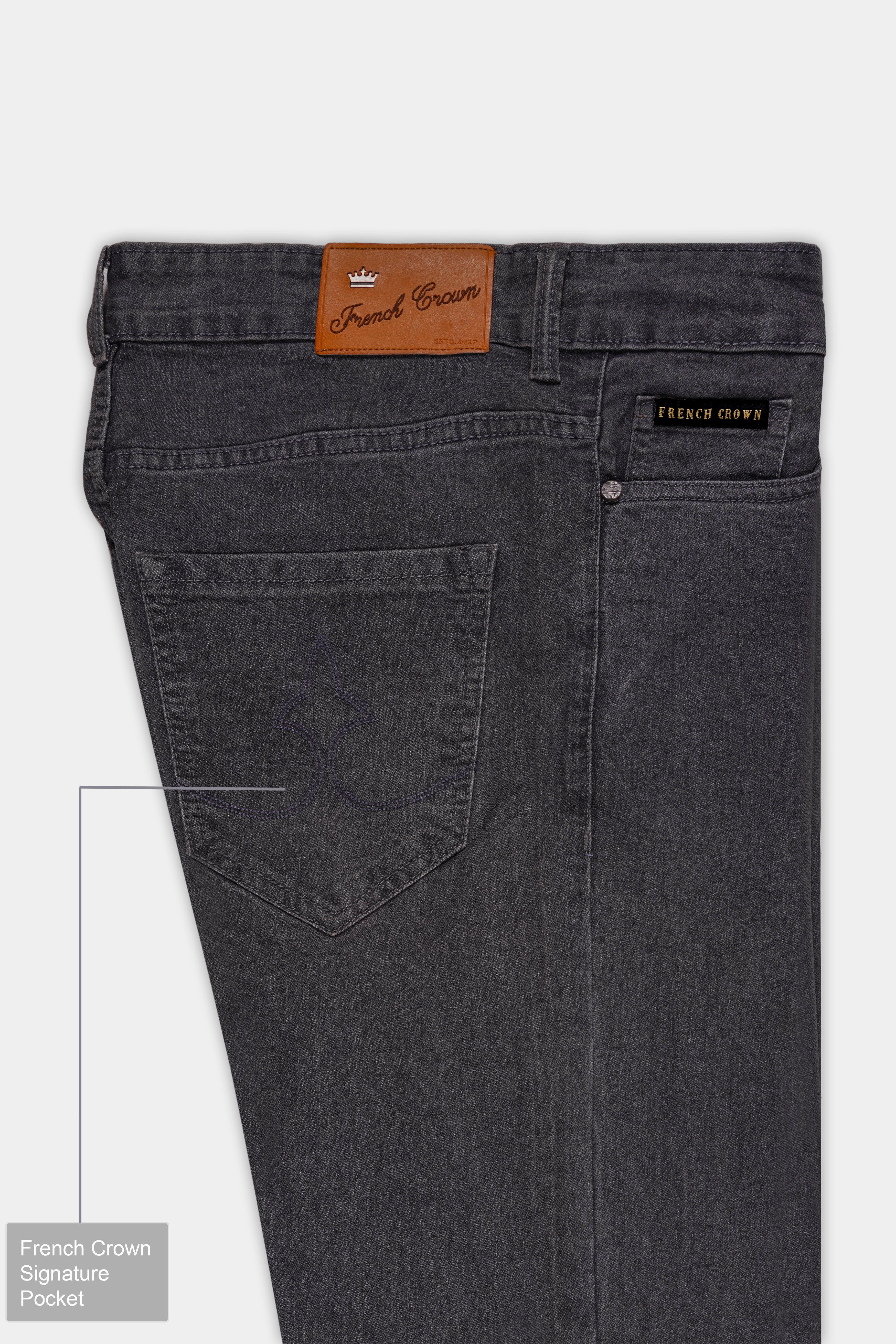 Fuscous Gray Slim Fit Mid-Rise Clean Look Stretchable Denim