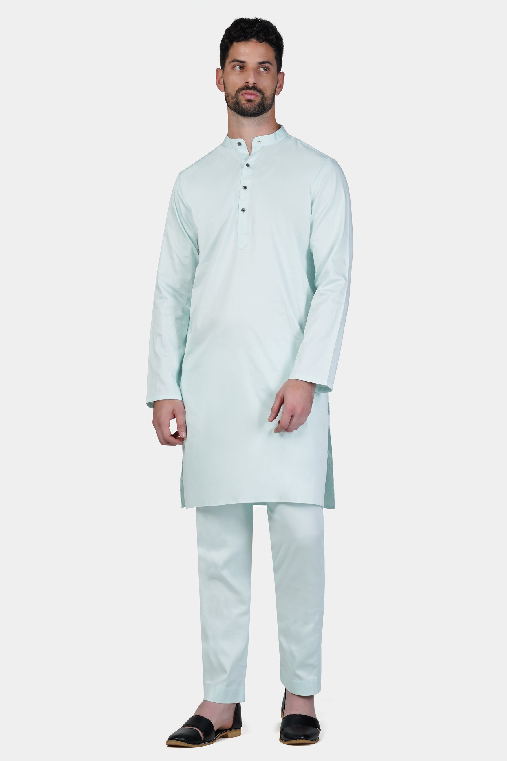 Timberwolf Blue Subtle Sheen Super Soft Premium Cotton Kurta