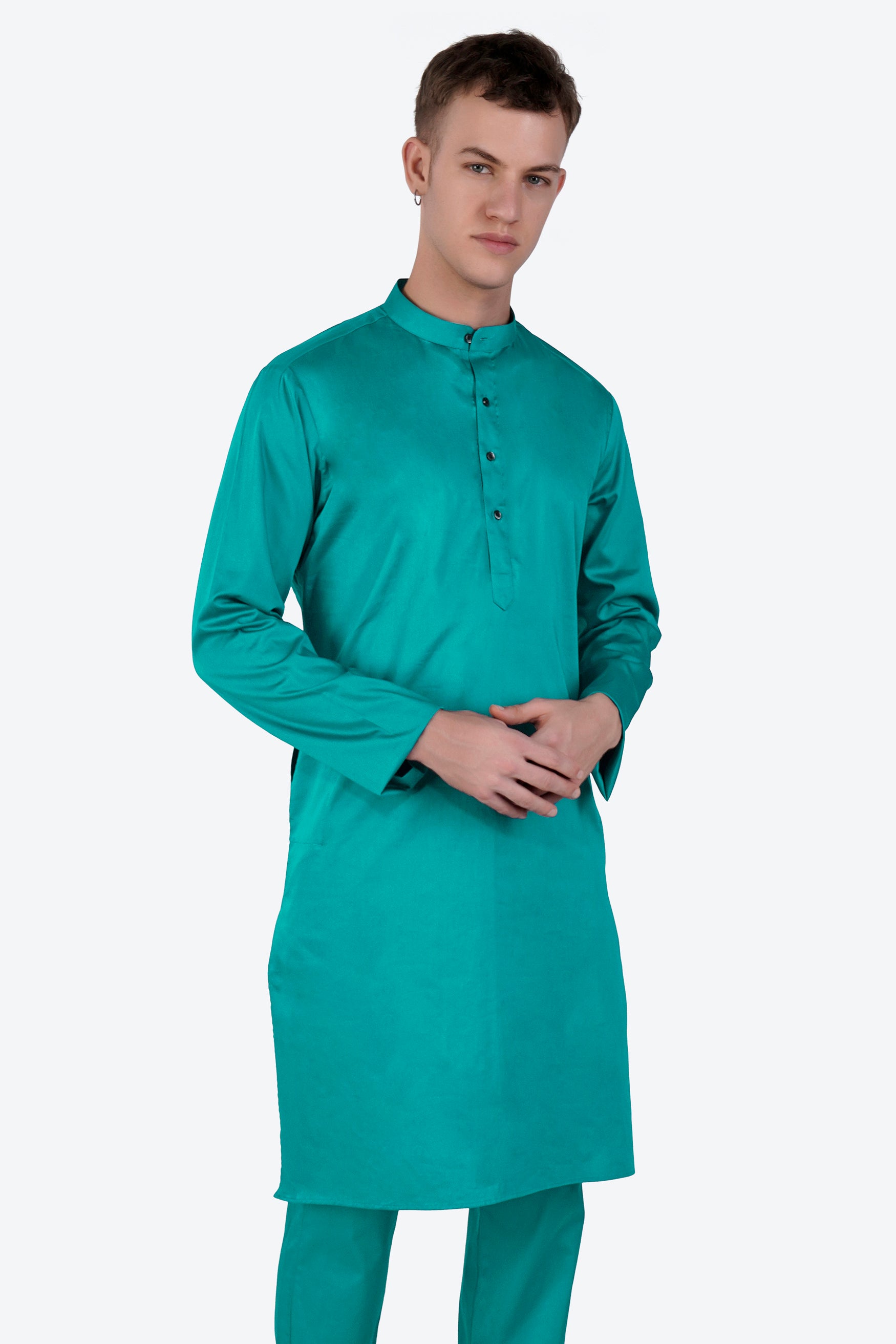 Teal Blue Subtle Sheen Super Soft Premium Cotton Kurta
