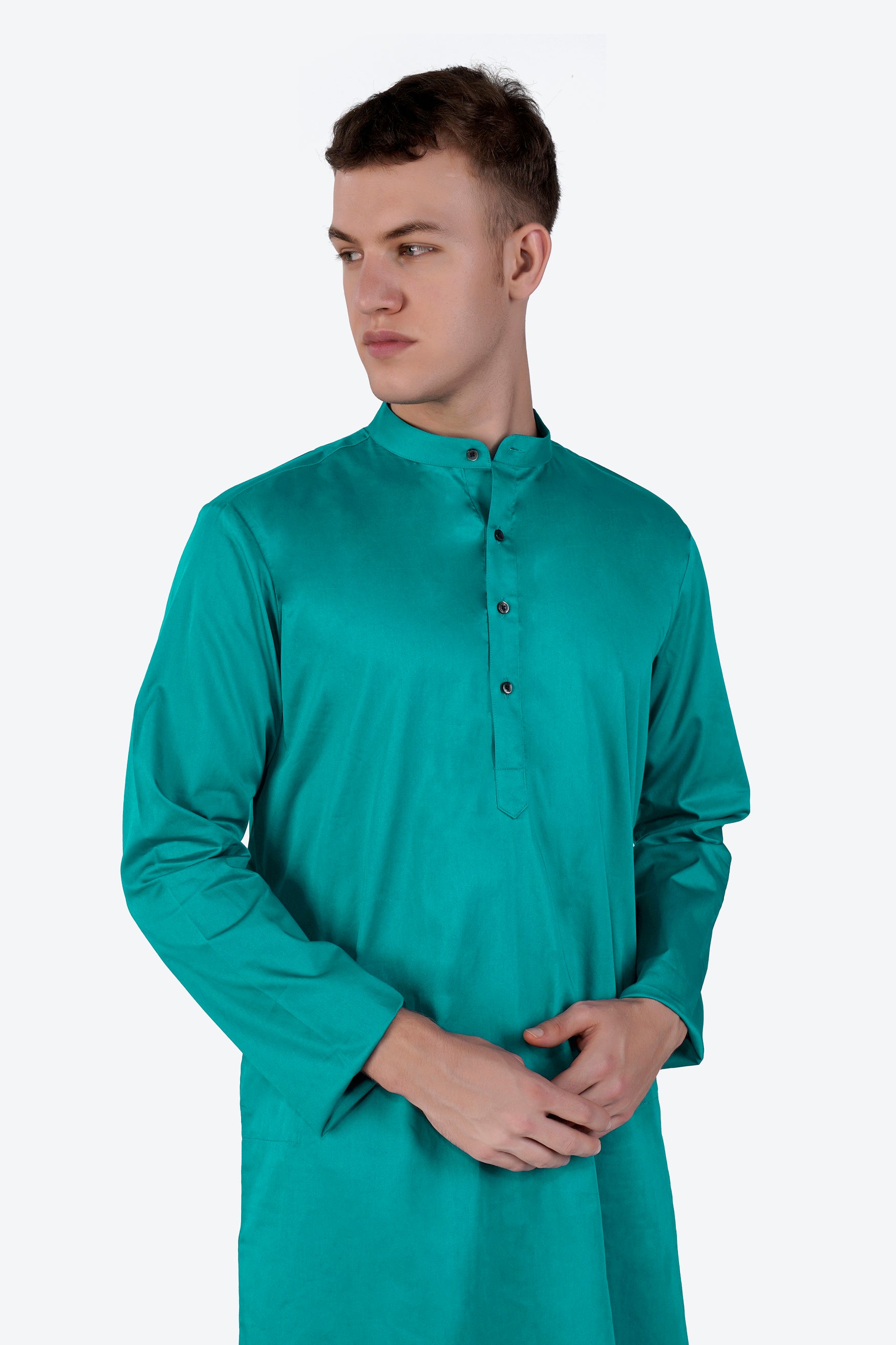 Teal Blue Subtle Sheen Super Soft Premium Cotton Kurta