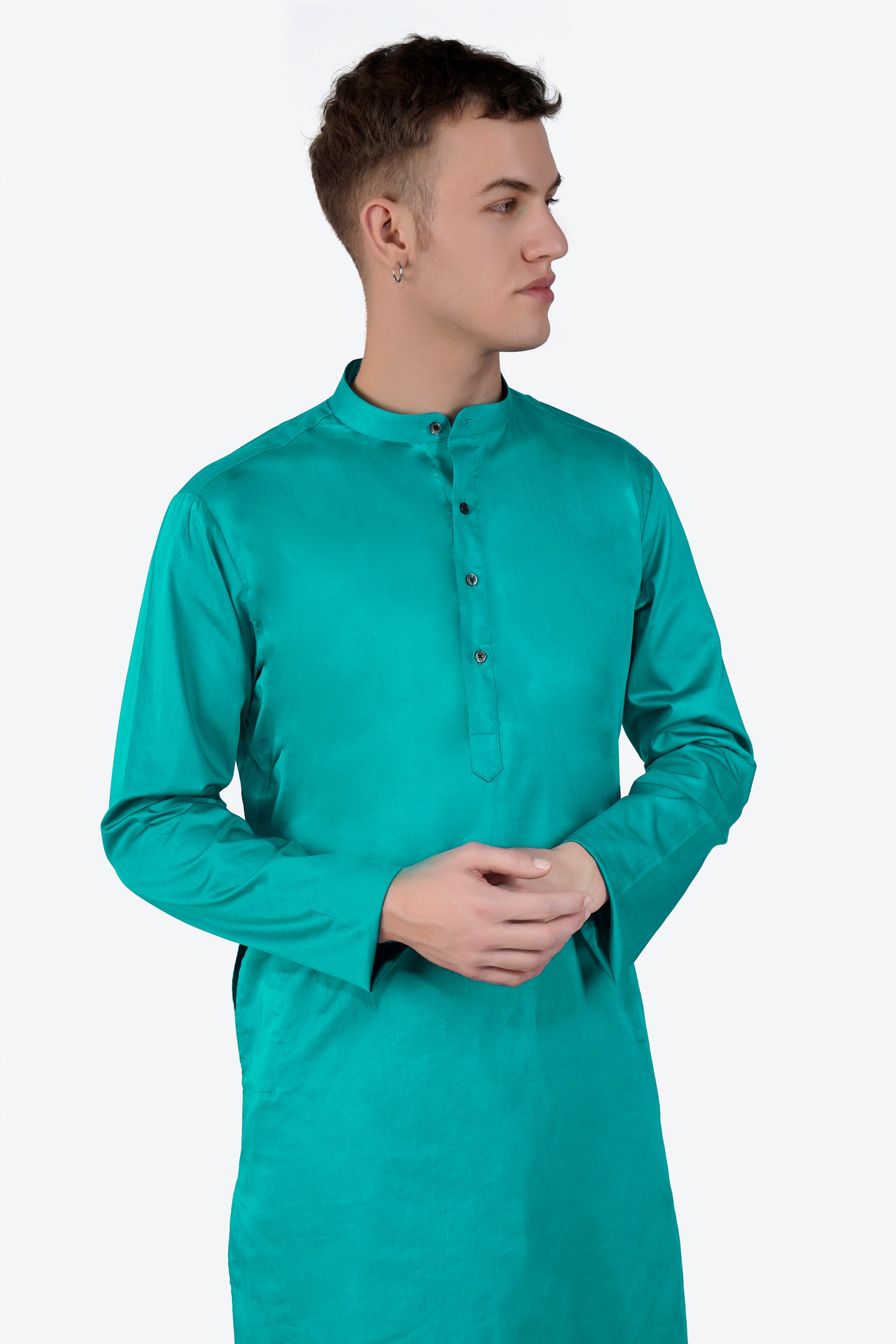 Teal Blue Subtle Sheen Super Soft Premium Cotton Kurta