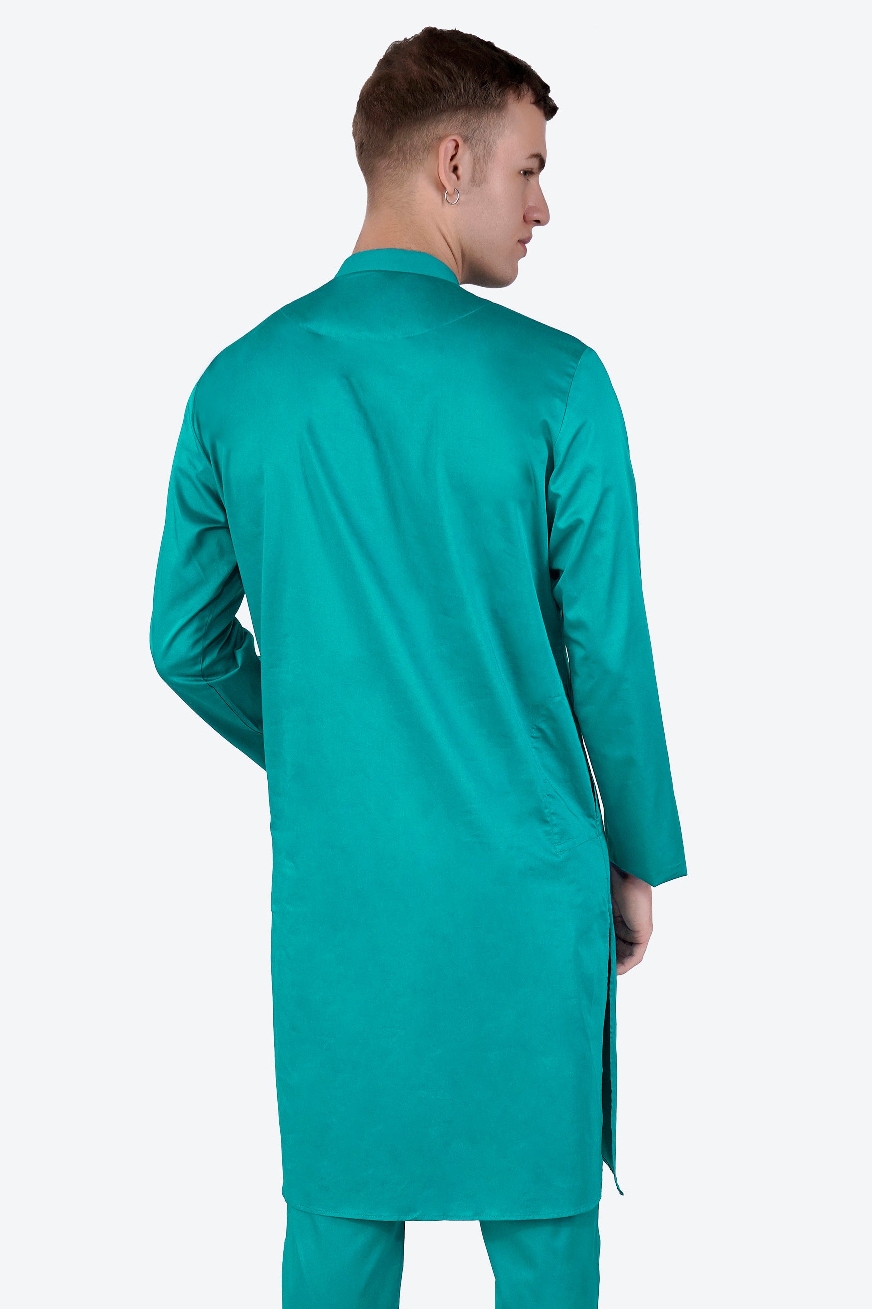 Teal Blue Subtle Sheen Super Soft Premium Cotton Kurta