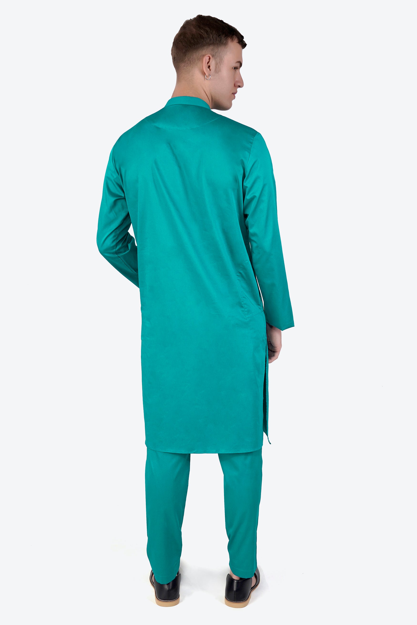 Teal Blue Subtle Sheen Super Soft Premium Cotton Kurta