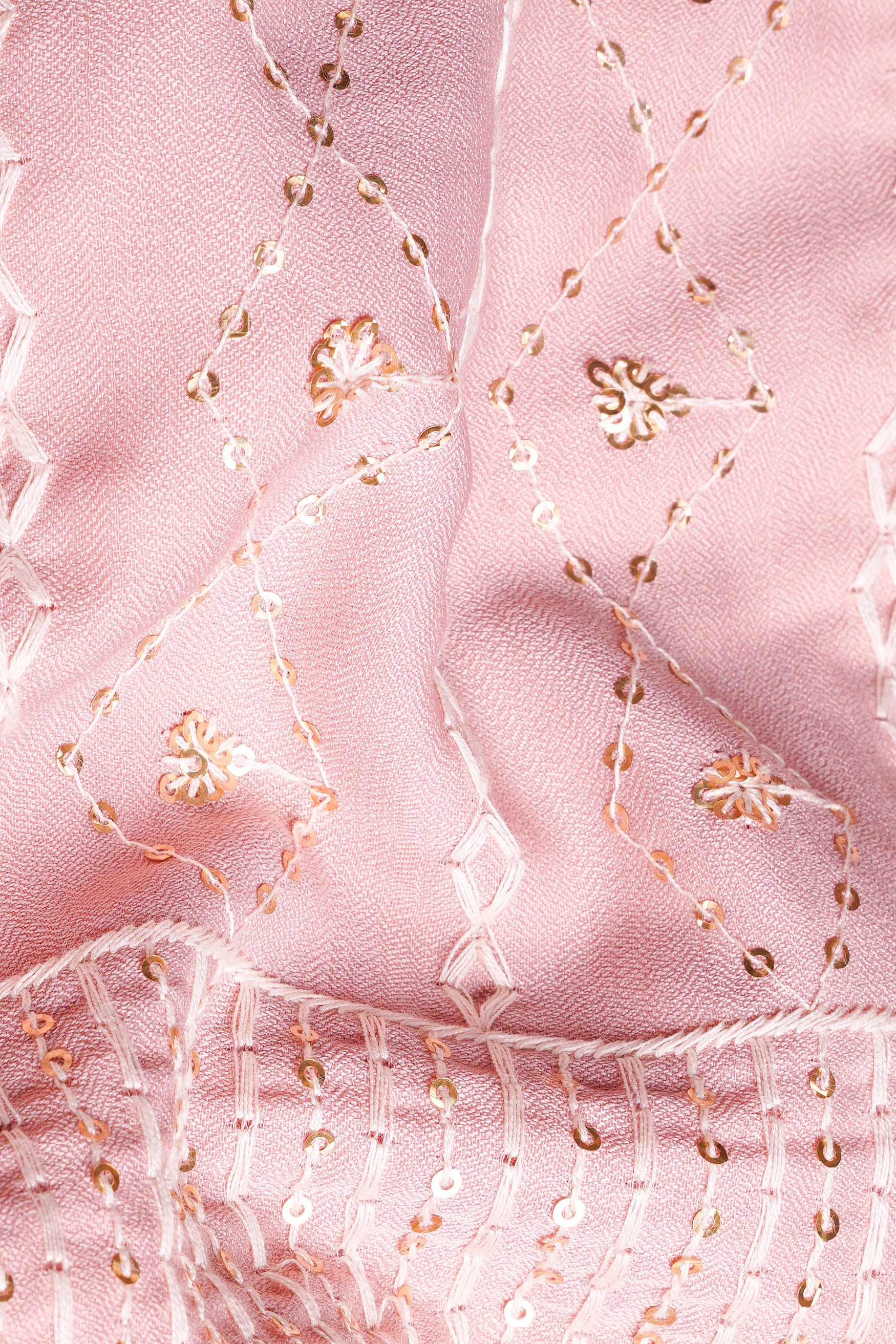 Oyster Pink Embroidered with Sequin Work Viscose Designer Kurta