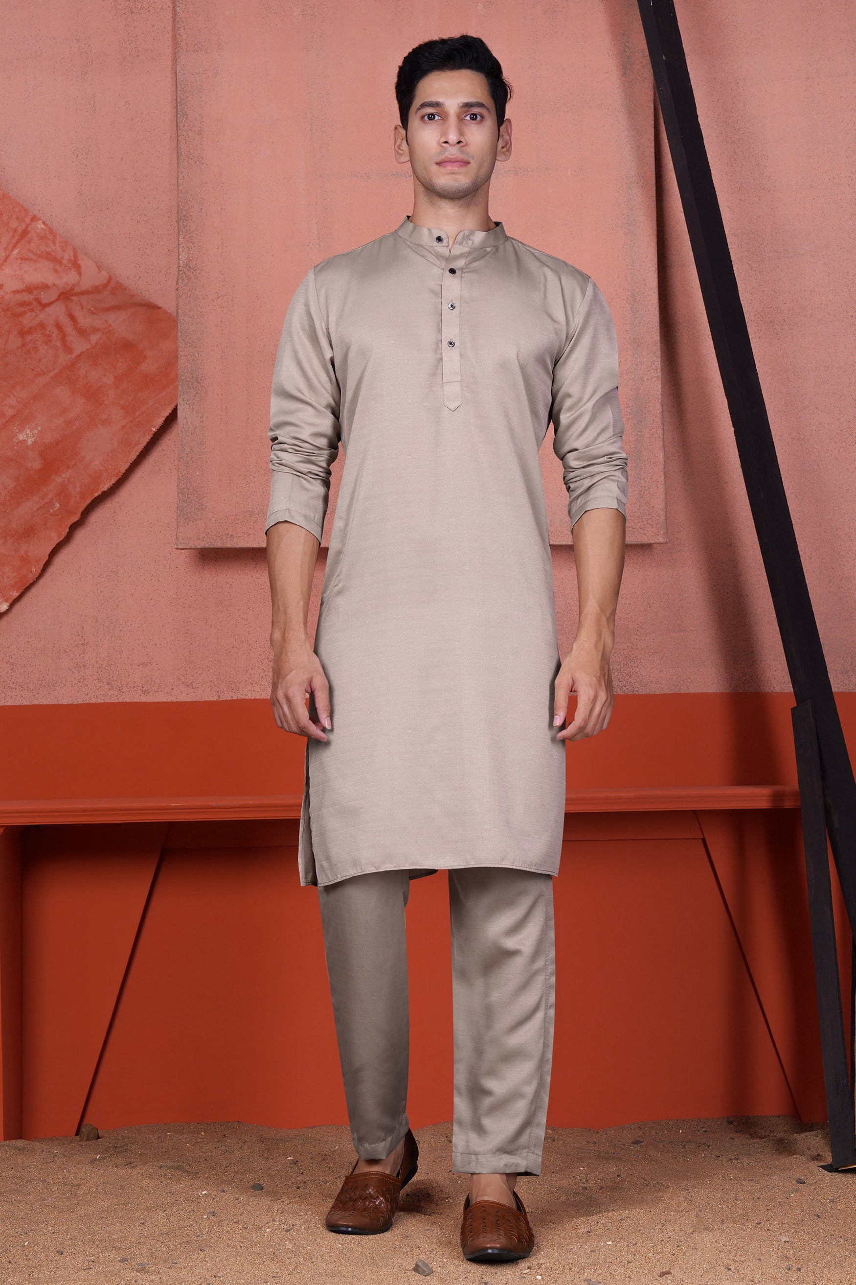 Dawn Brown Viscose Kurta