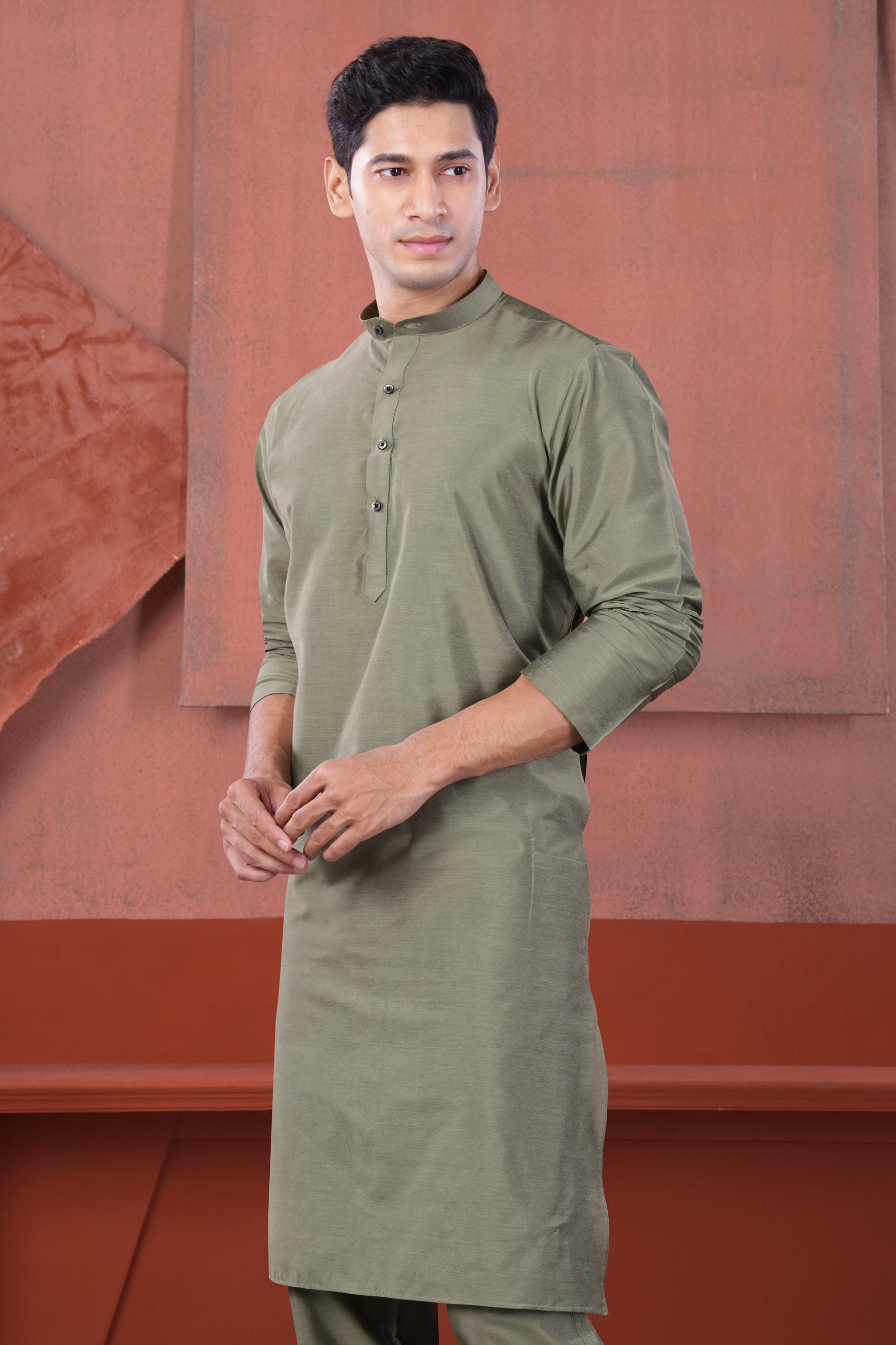Oyster Gray Subtle Sheen Viscose Kurta