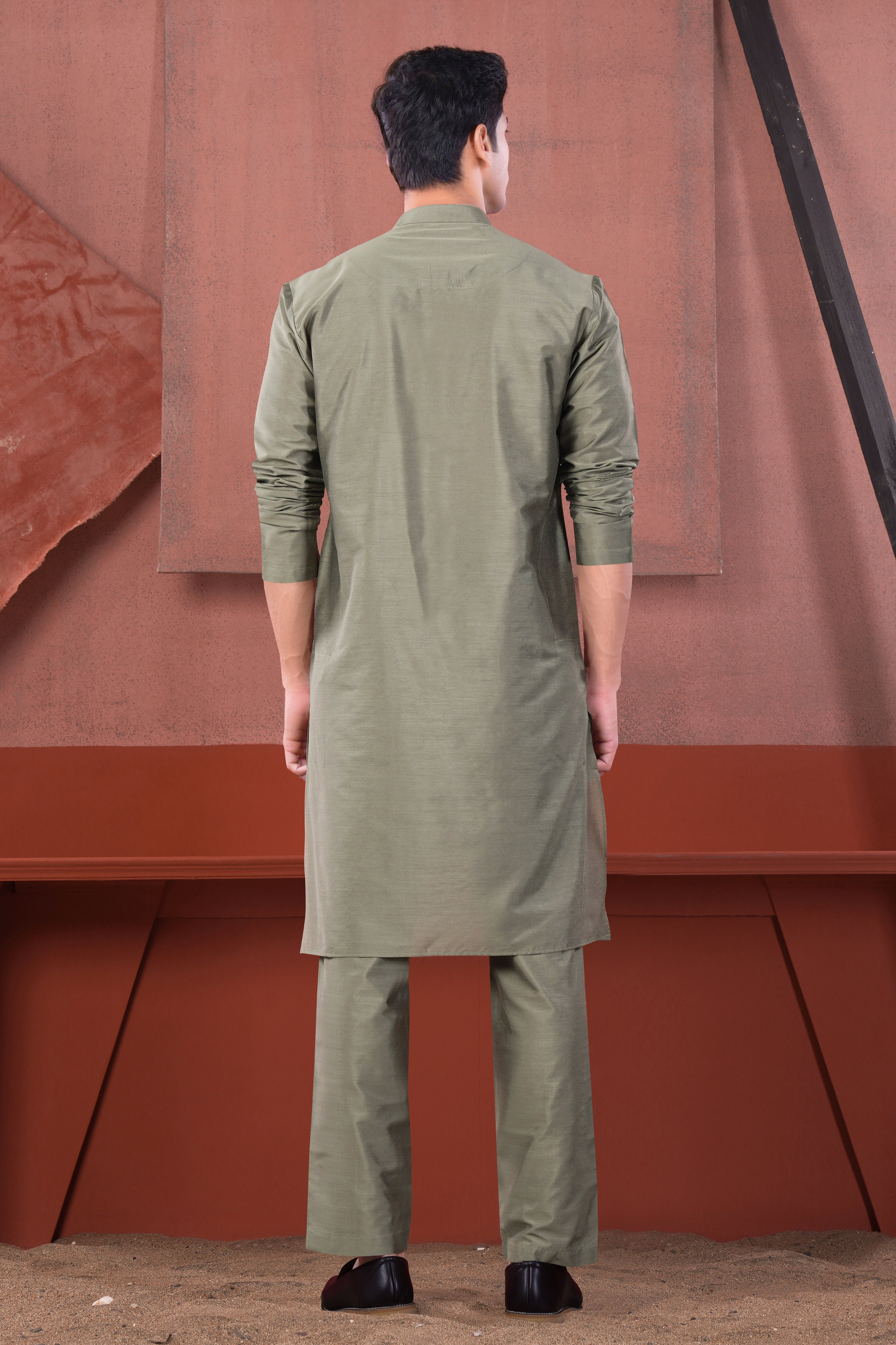 Oyster Gray Subtle Sheen Viscose Kurta
