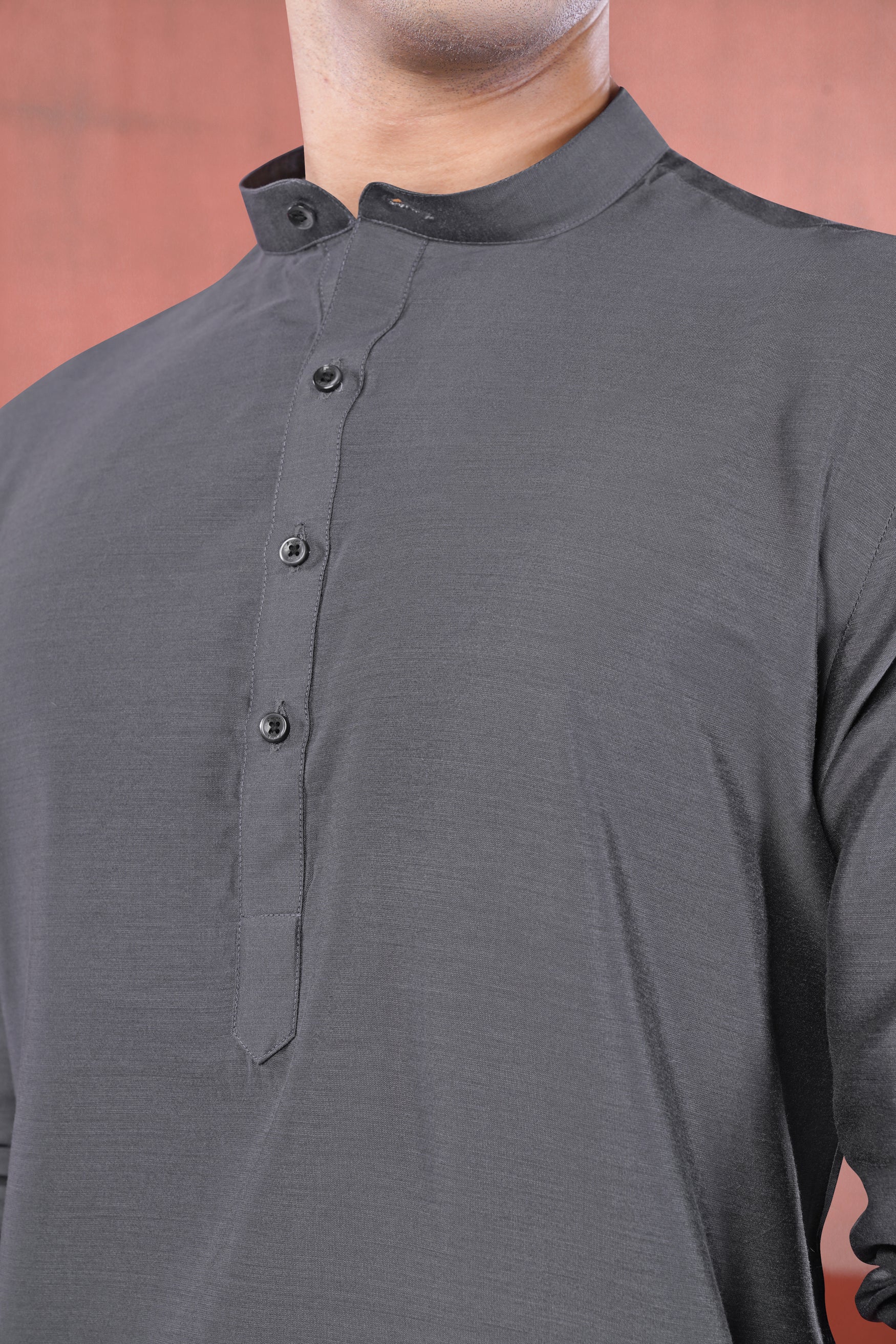 Fuscous Gray Subtle Sheen Viscose Kurta