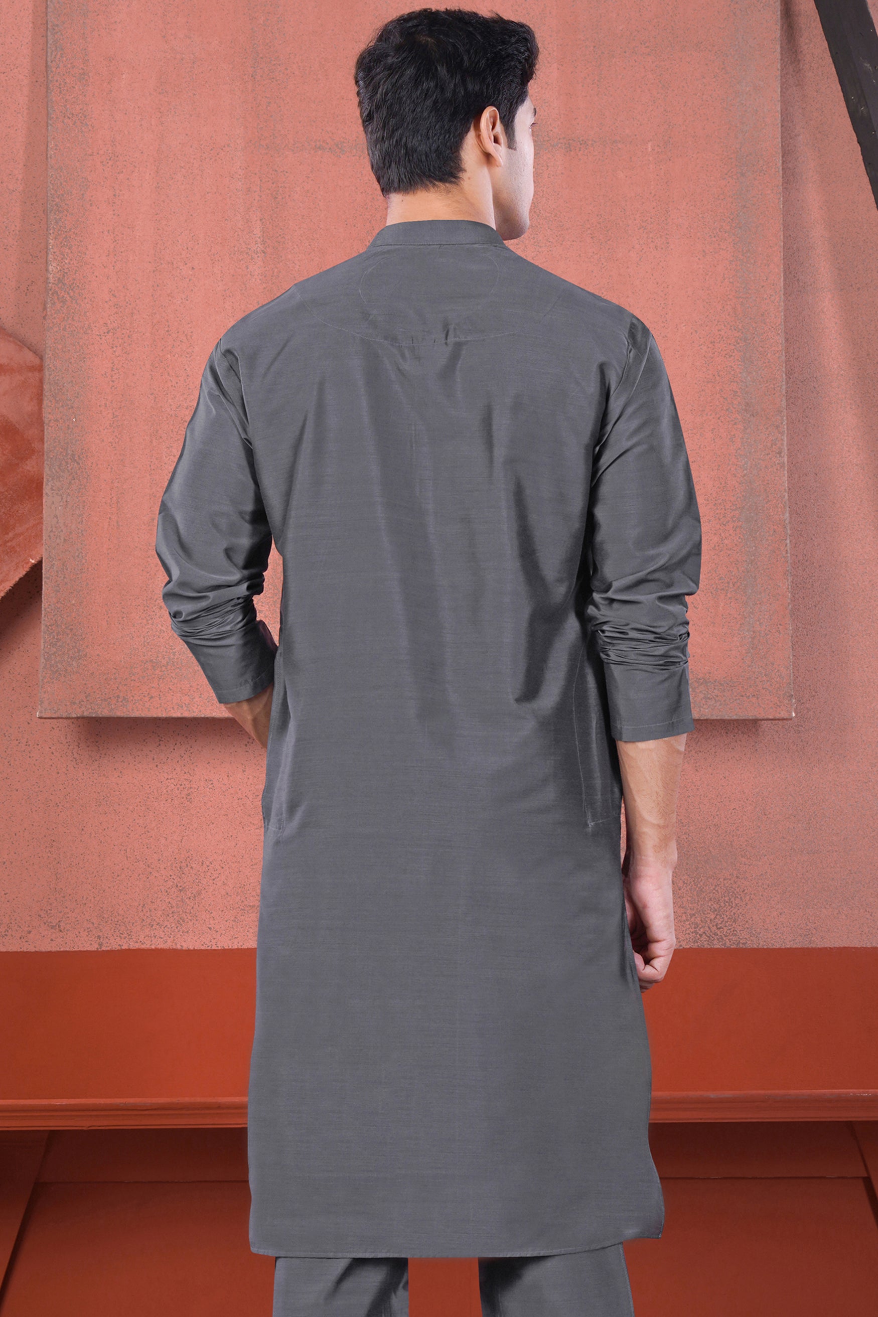 Fuscous Gray Subtle Sheen Viscose Kurta