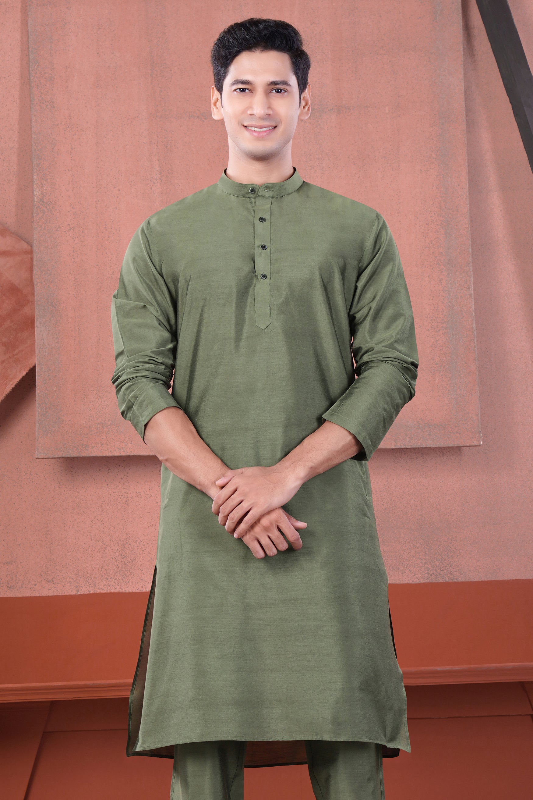 Siam Green Subtle Sheen Viscose Kurta