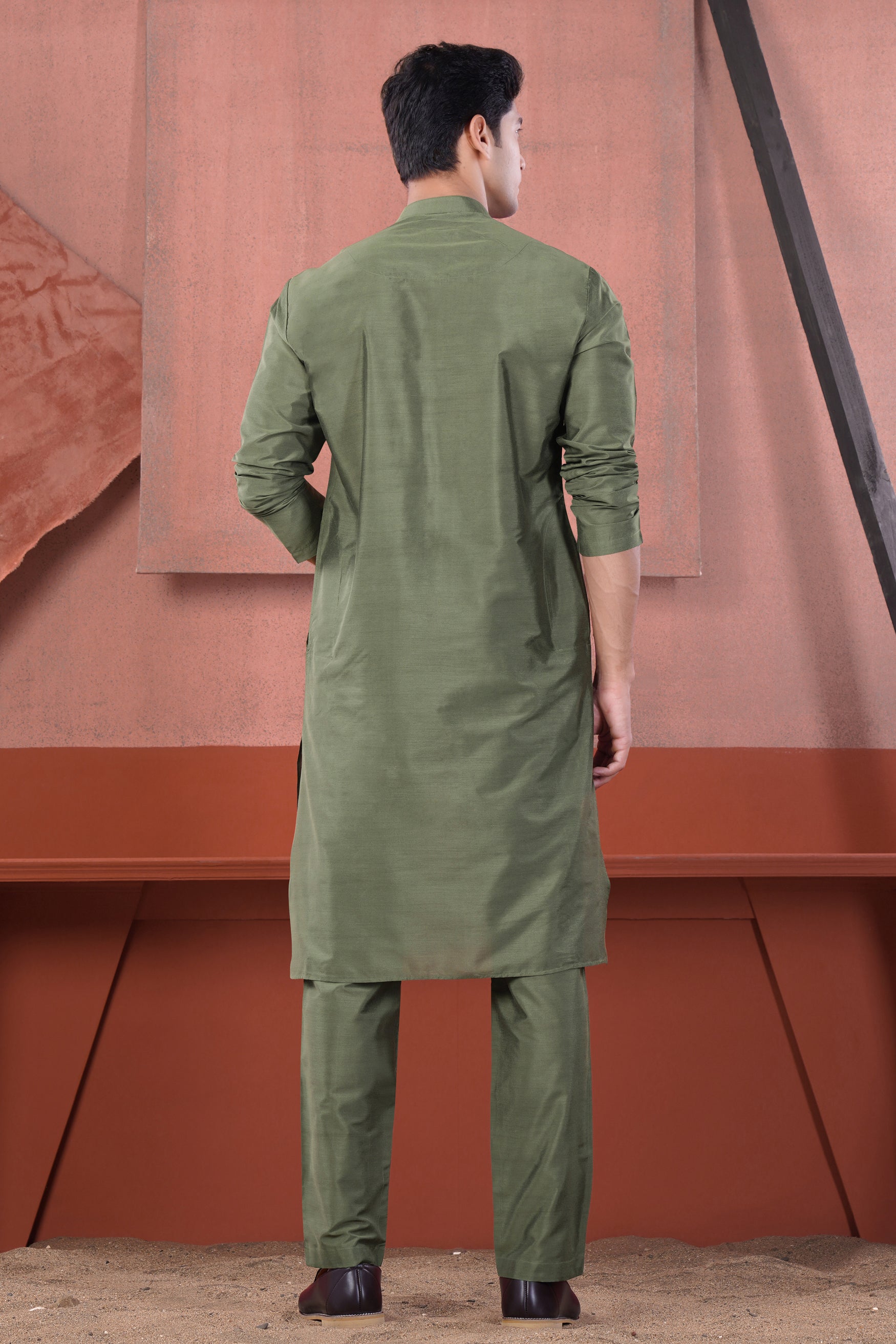 Siam Green Subtle Sheen Viscose Kurta