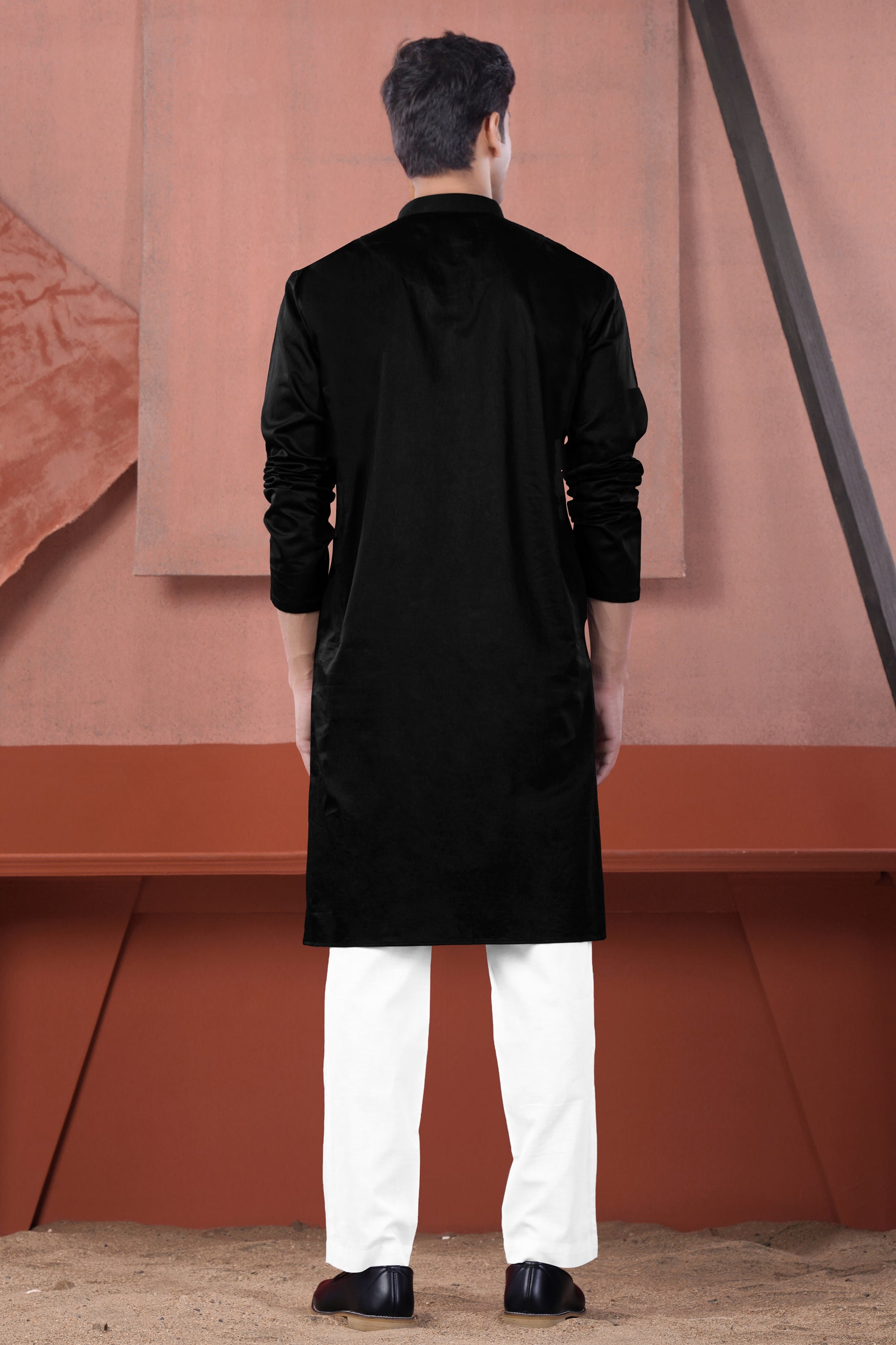 Jade Black Radha Krisha Hand Painted Subtle Sheen Super Soft Premium Cotton Designer Kurta