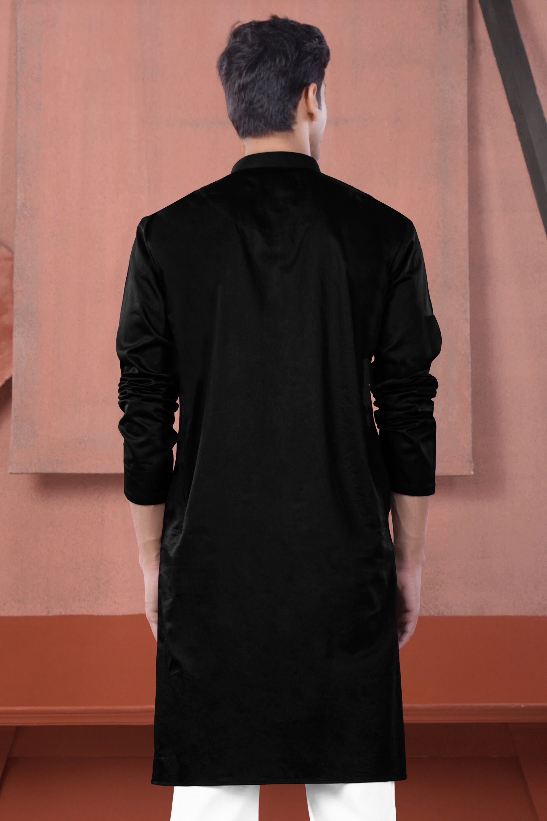 Jade Black Radha Krisha Hand Painted Subtle Sheen Super Soft Premium Cotton Designer Kurta