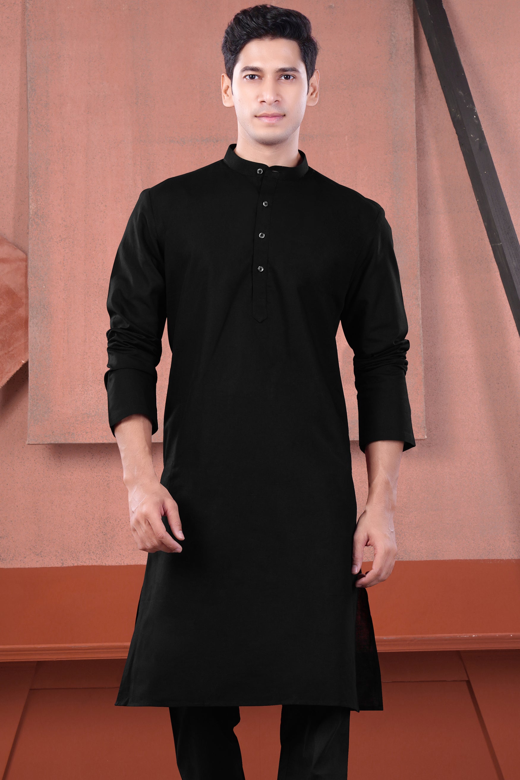 Jade Black Luxurious Linen Kurta