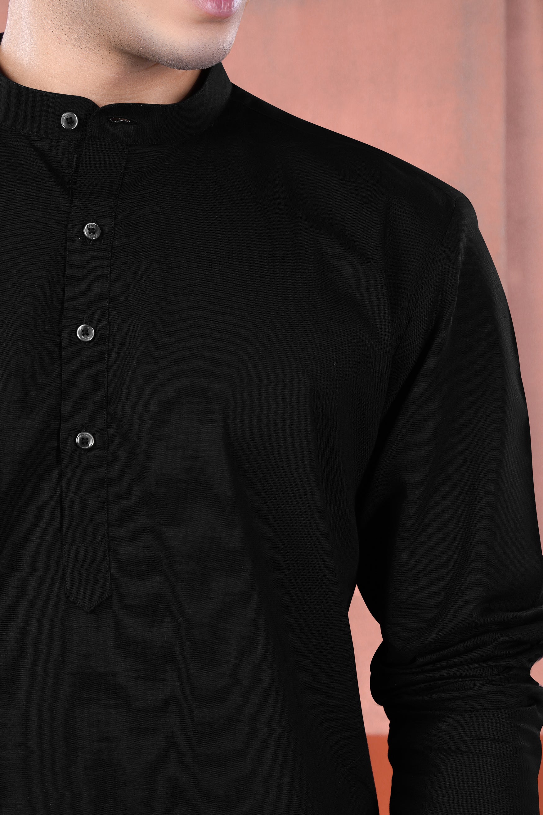 Jade Black Luxurious Linen Kurta