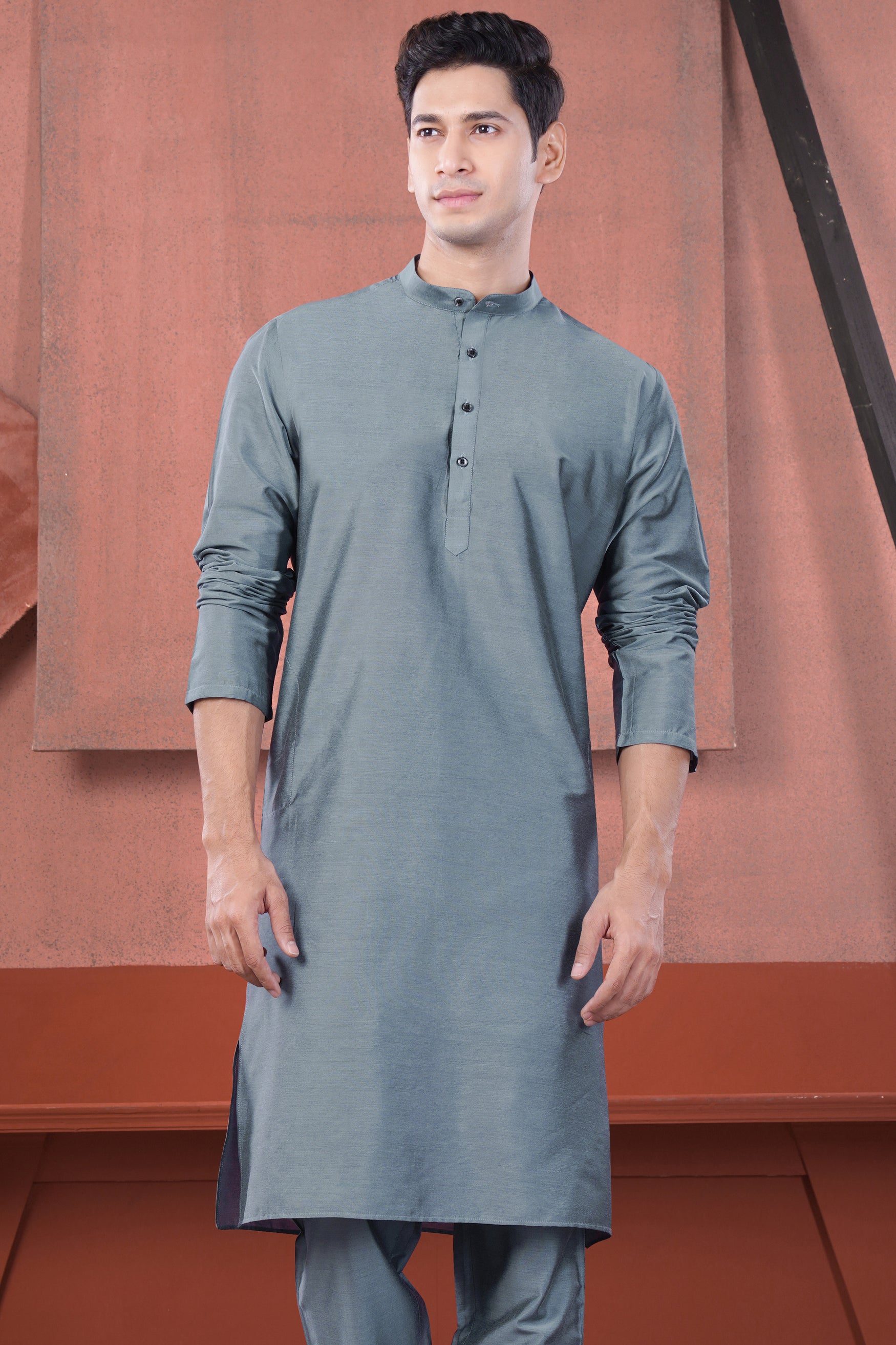 Slate Blue Subtle Sheen Viscose Kurta