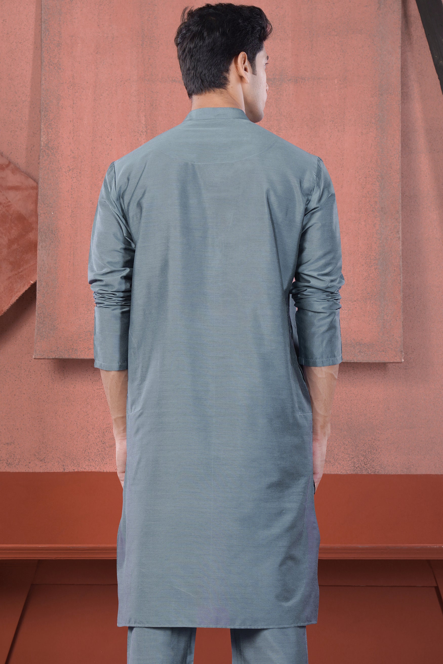 Slate Blue Subtle Sheen Viscose Kurta
