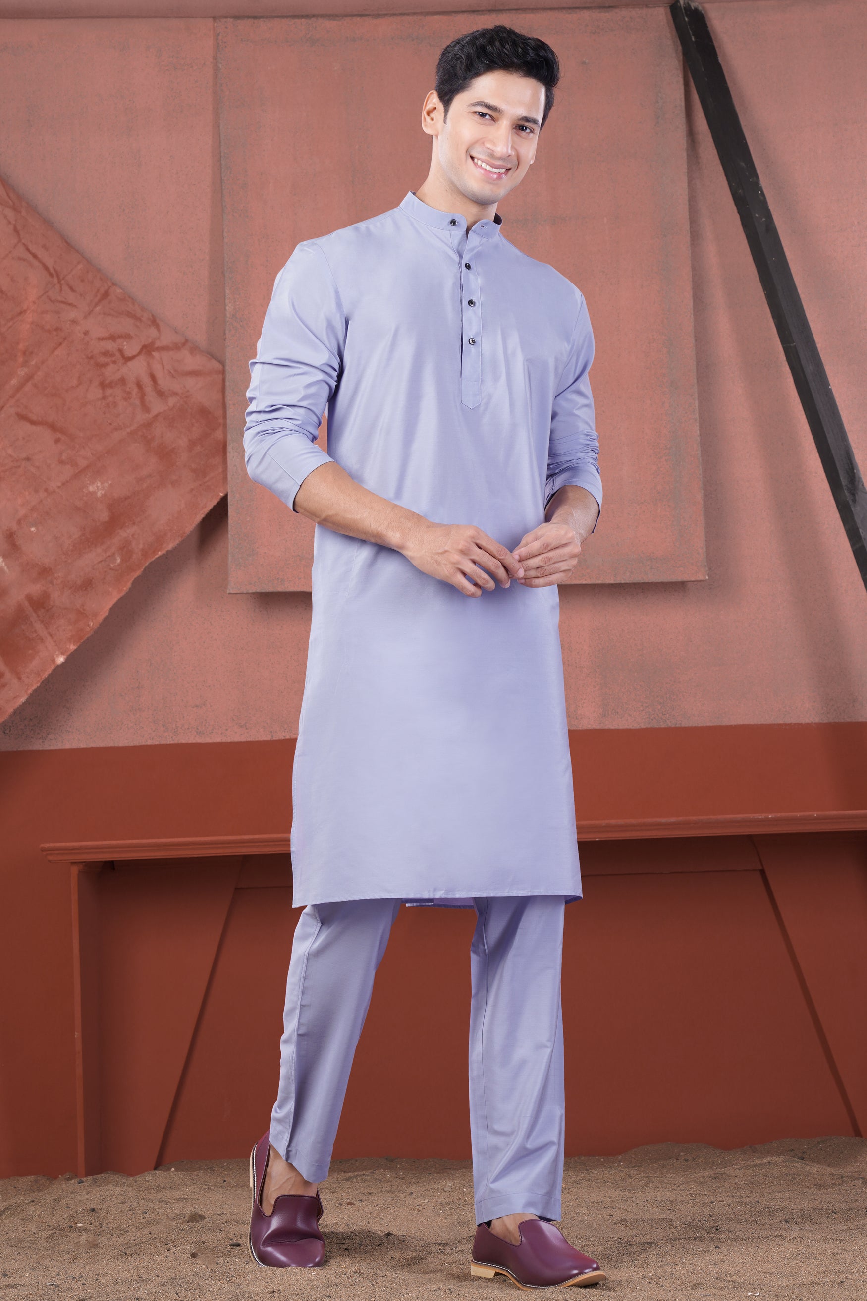 Heather Purple Subtle Sheen Viscose Kurta