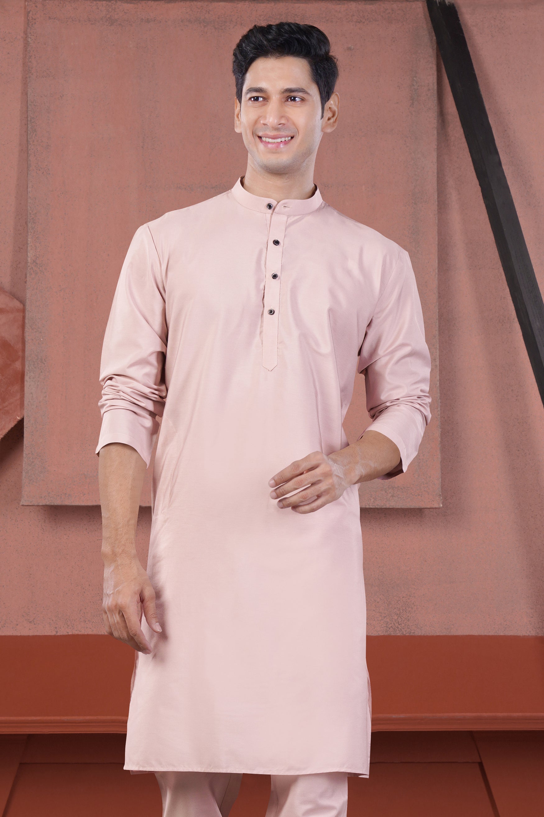 Cavern Pink Subtle Sheen Viscose Kurta