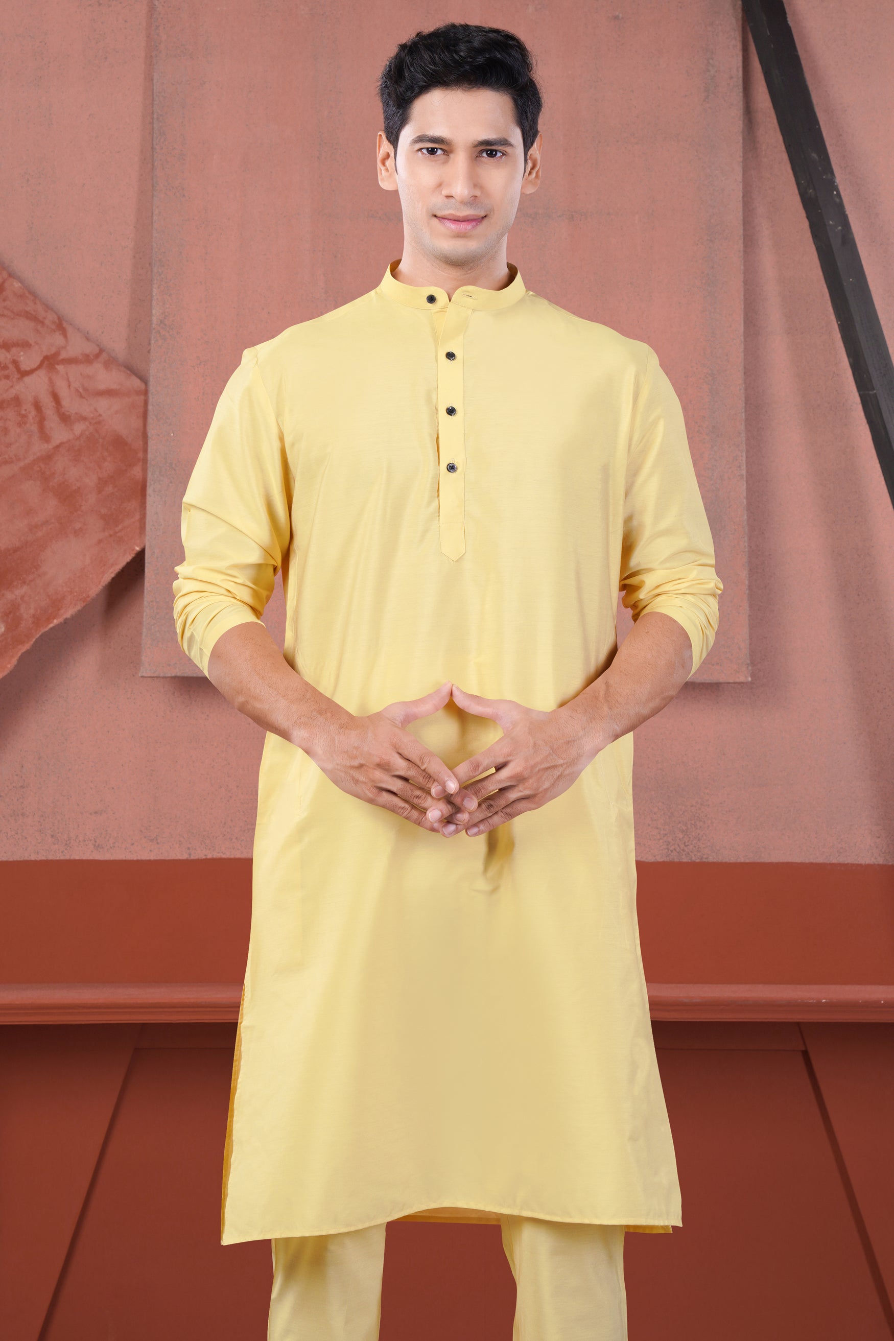 Hampton Yellow Subtle Sheen Viscose Kurta