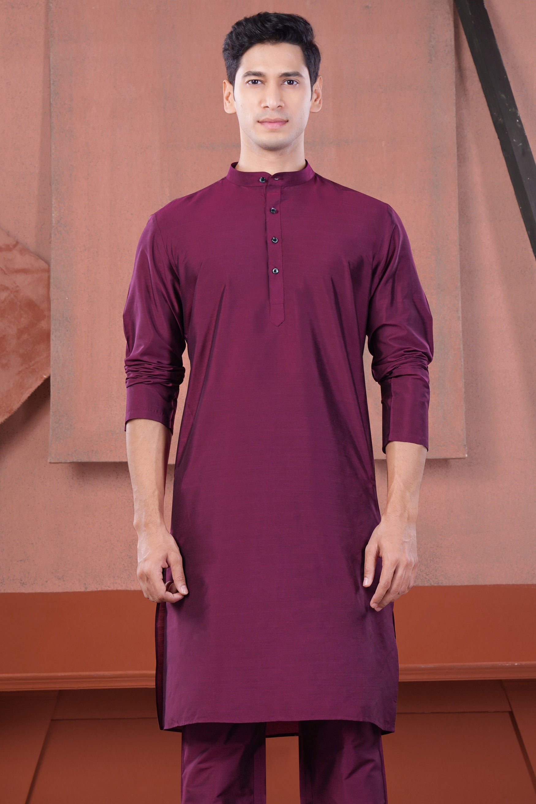 Finn Pink Subtle Sheen Viscose Kurta